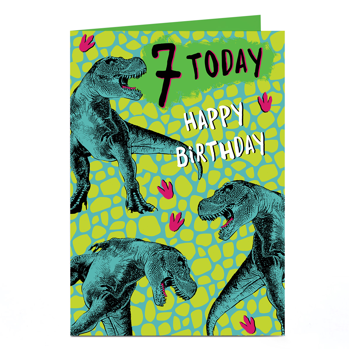 7th Birthday Card - T-Rex Dinosaurs