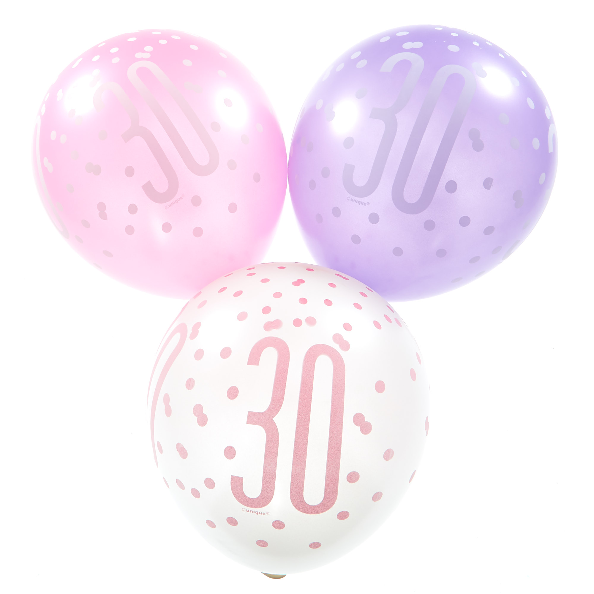 Pink 30th Birthday Party Accessories - 6 Pieces 