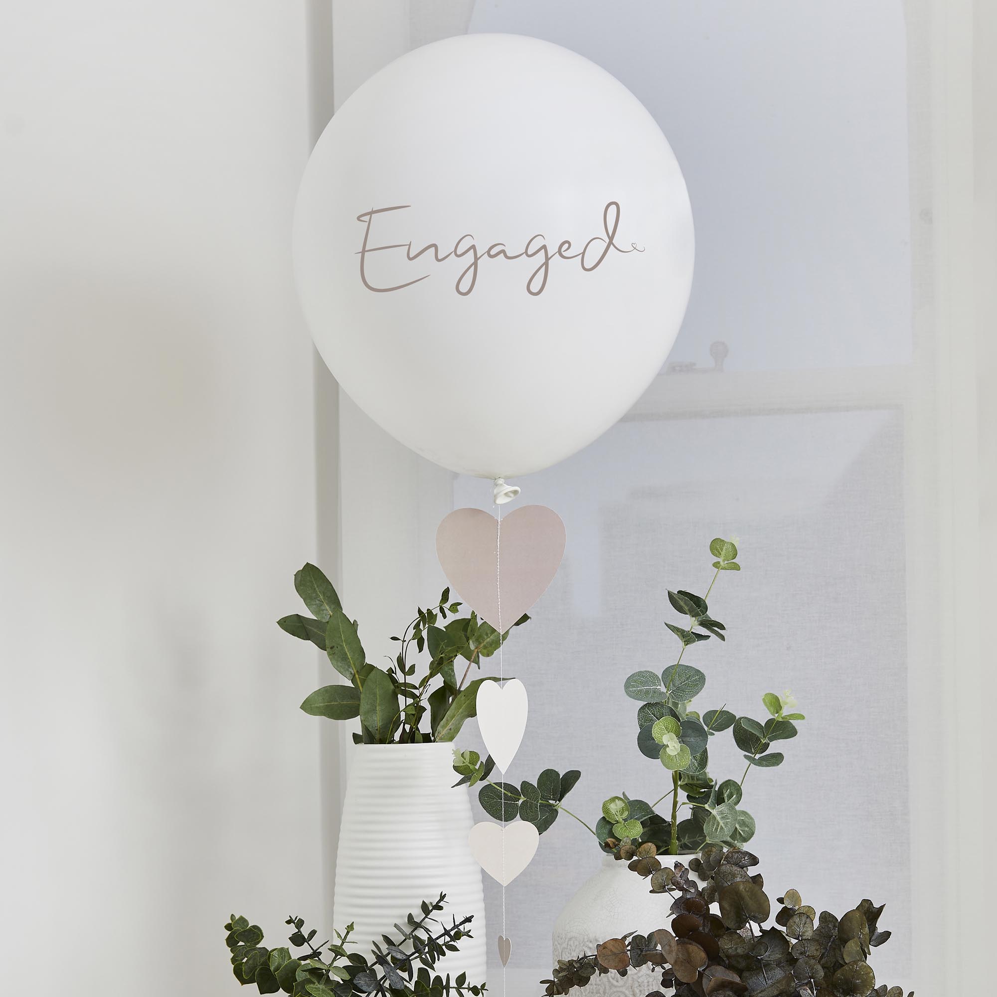Engaged 18-Inch Latex Balloon & Trailing Heart Tail