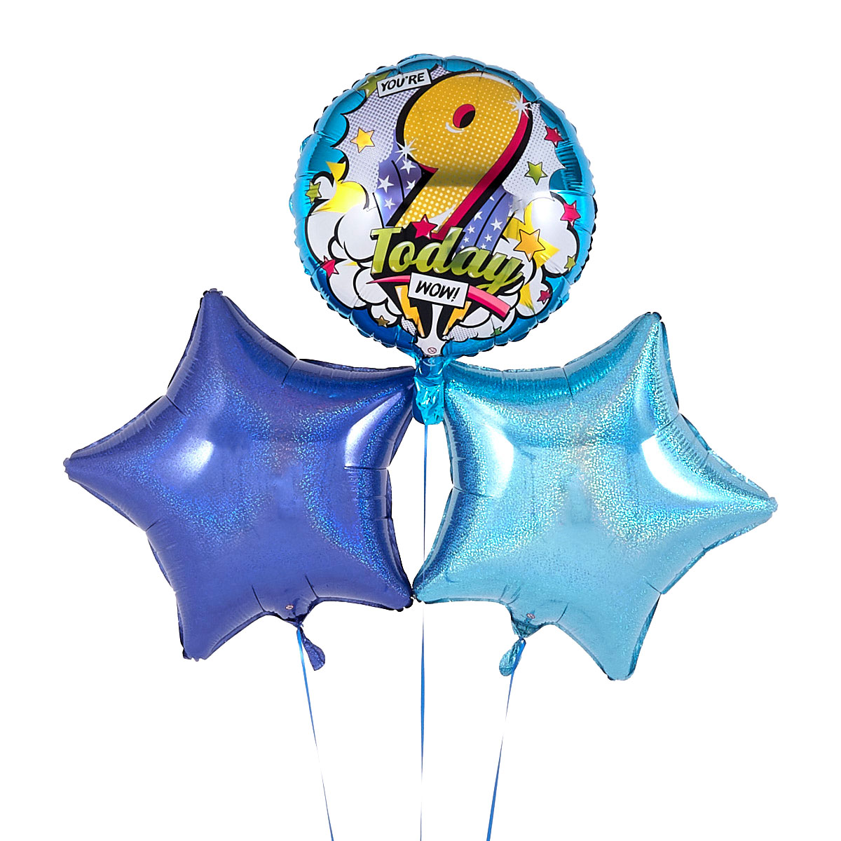 9th Birthday 9 Today  Blue Balloon Bouquet - DELIVERED INFLATED!