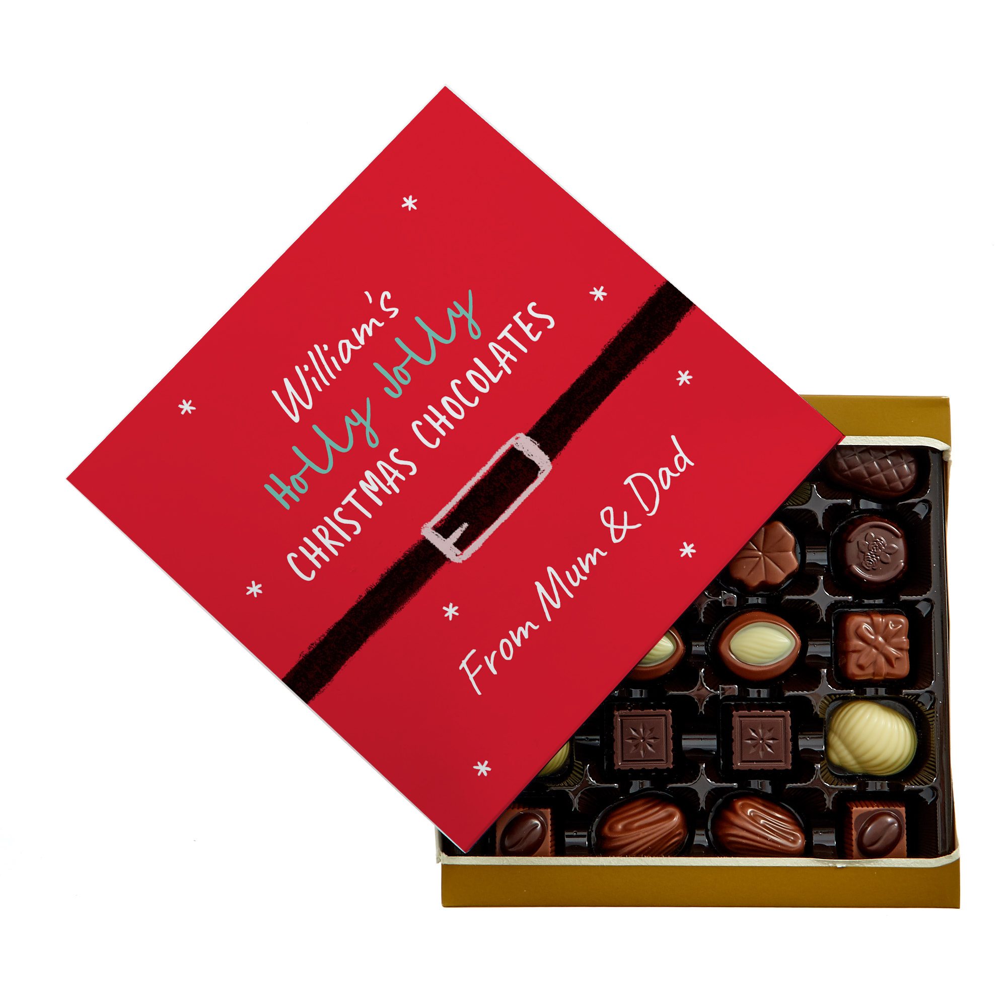 Personalised Christmas Belgian Chocolates - Holly Jolly Chocolates