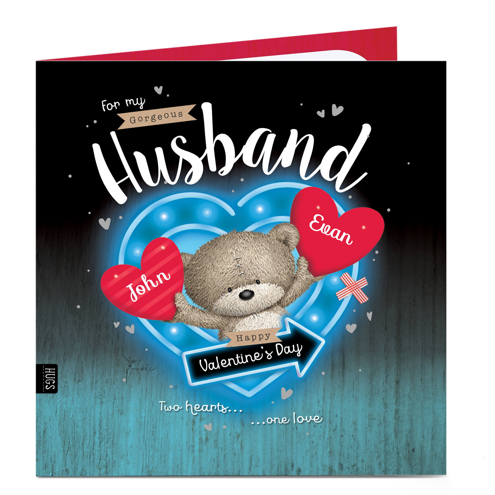 Personalised Valentine's Card - Two Hearts One Love Husband