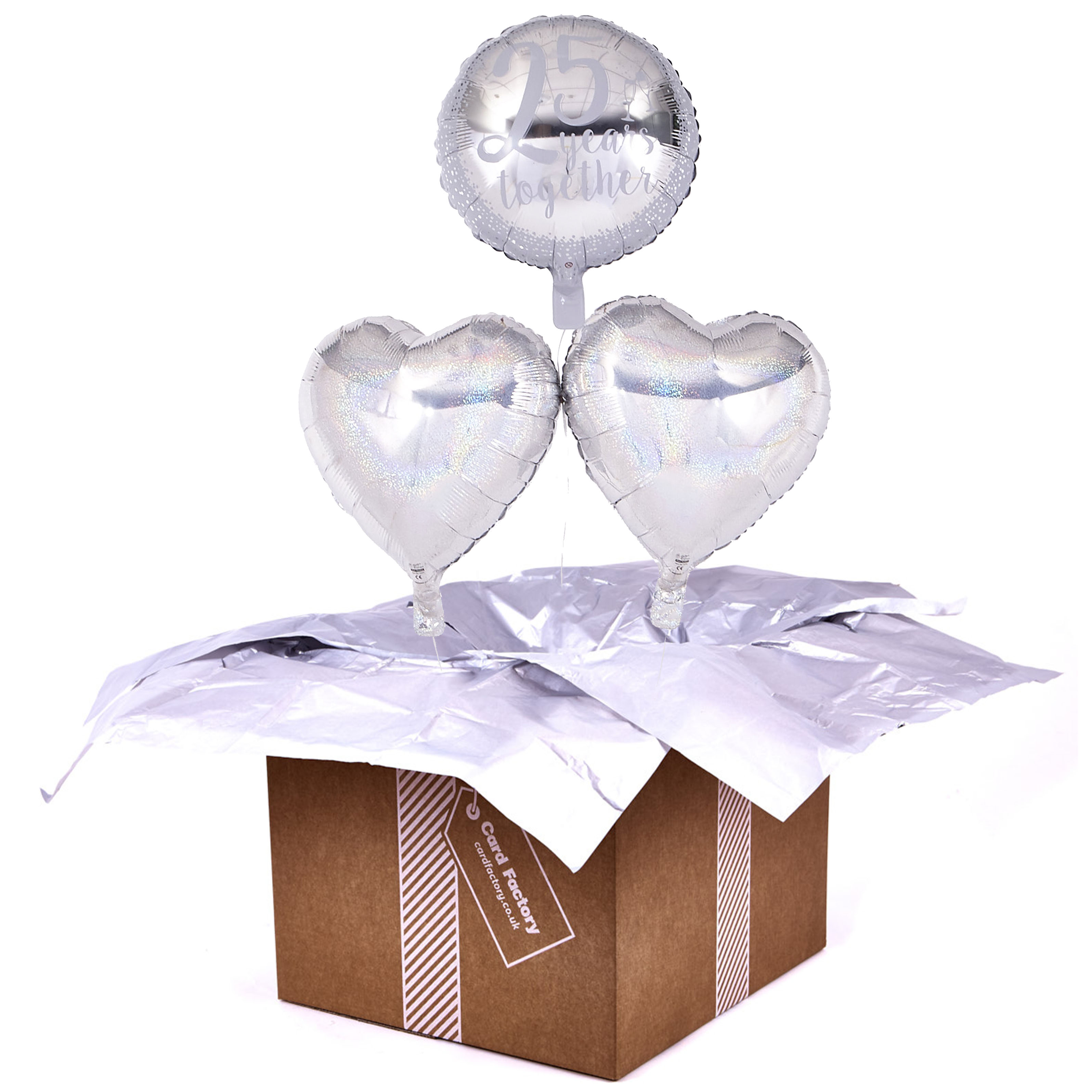 25th Anniversary Silver Wedding Romantic Balloon Bouquet - DELIVERED INFLATED!