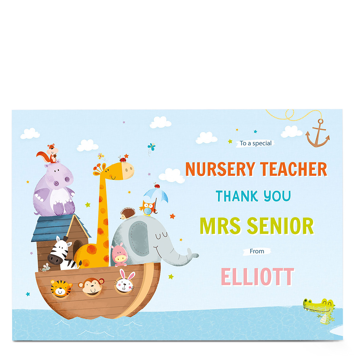 Personalised Thank You Teacher Card - Animal Ark