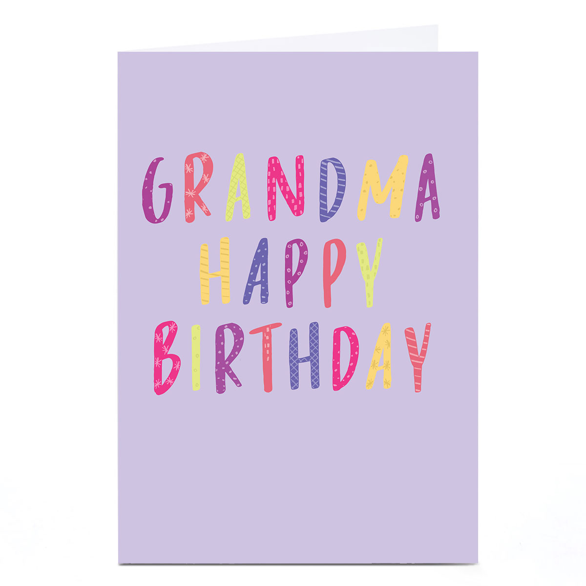 Personalised Birthday Card - Lilac and Bright Letters, Grandma