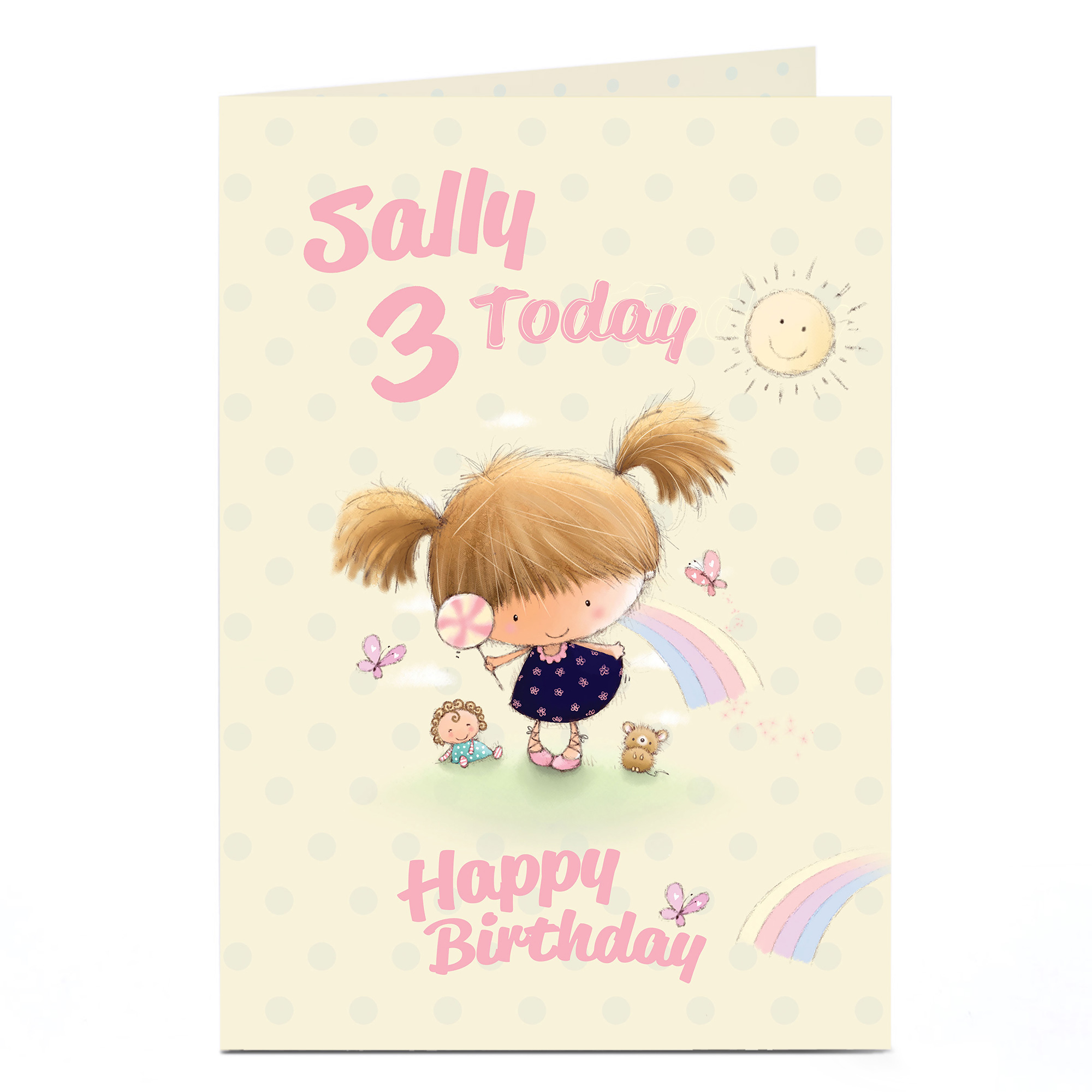 Personalised 3rd Birthday Card - Girl's Lollipop