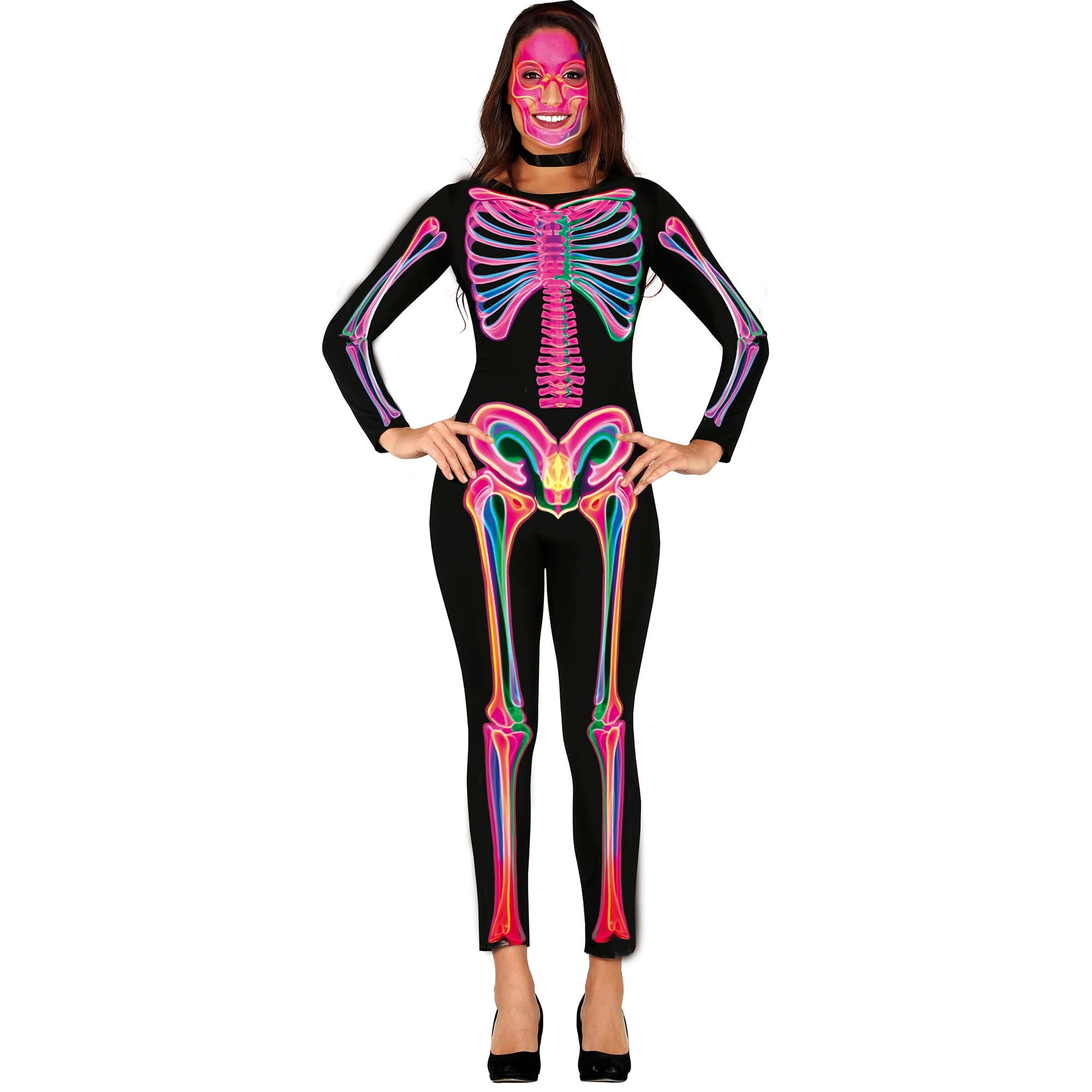 Neon Skeleton Adult Fancy Dress Costume