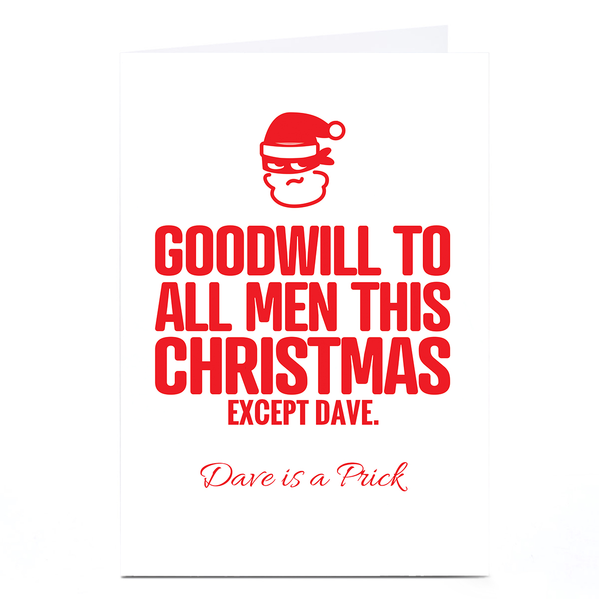 Personalised Punk Christmas Card - Goodwill to all Men