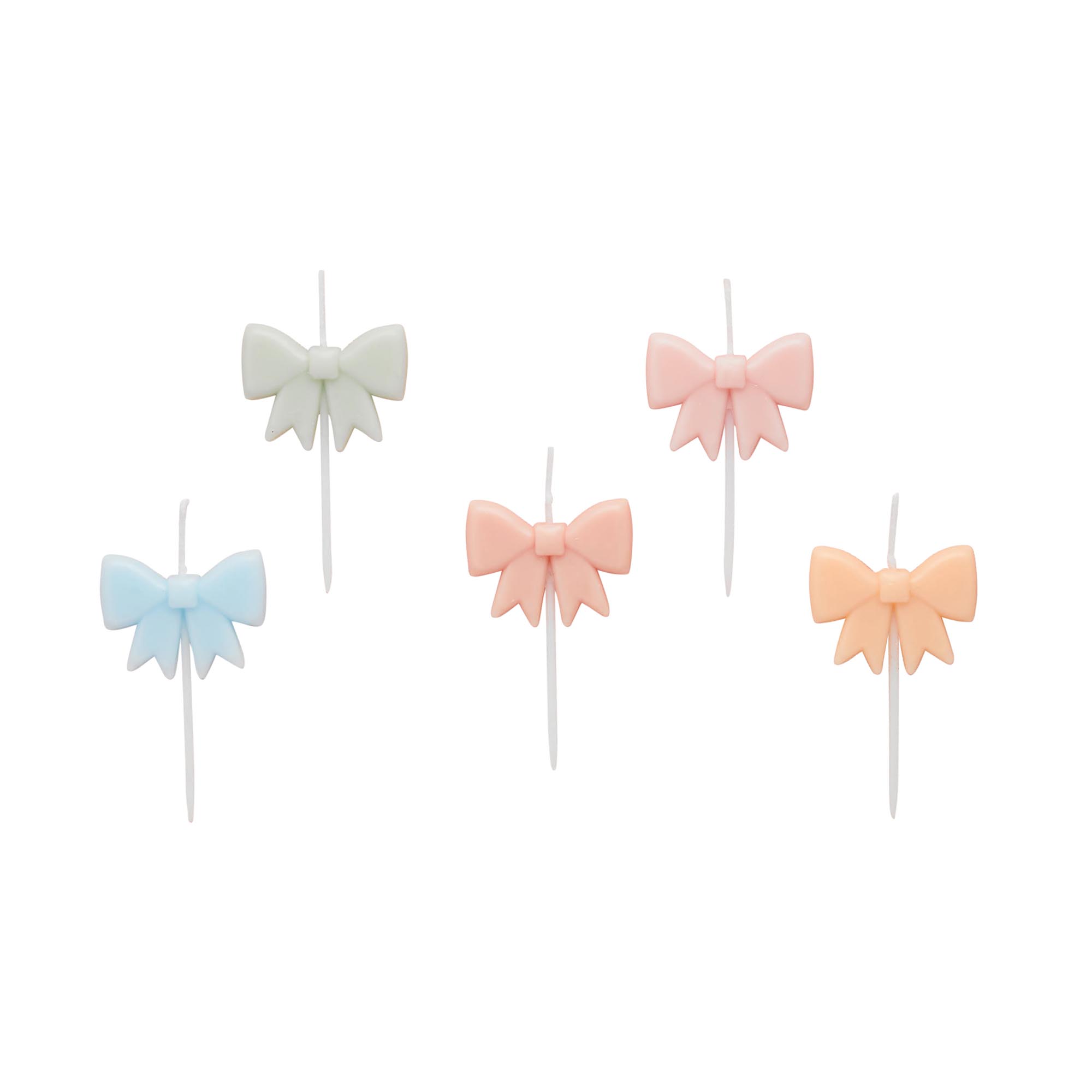 Pastel Bow Cake Candles - Pack of 5