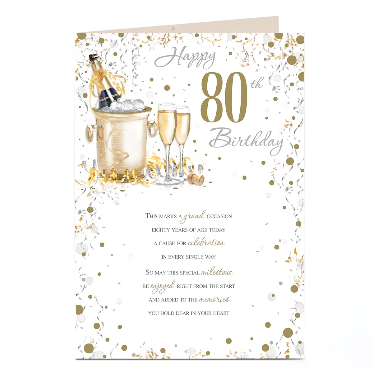 80th Birthday Card - Grand Occasion Champagne
