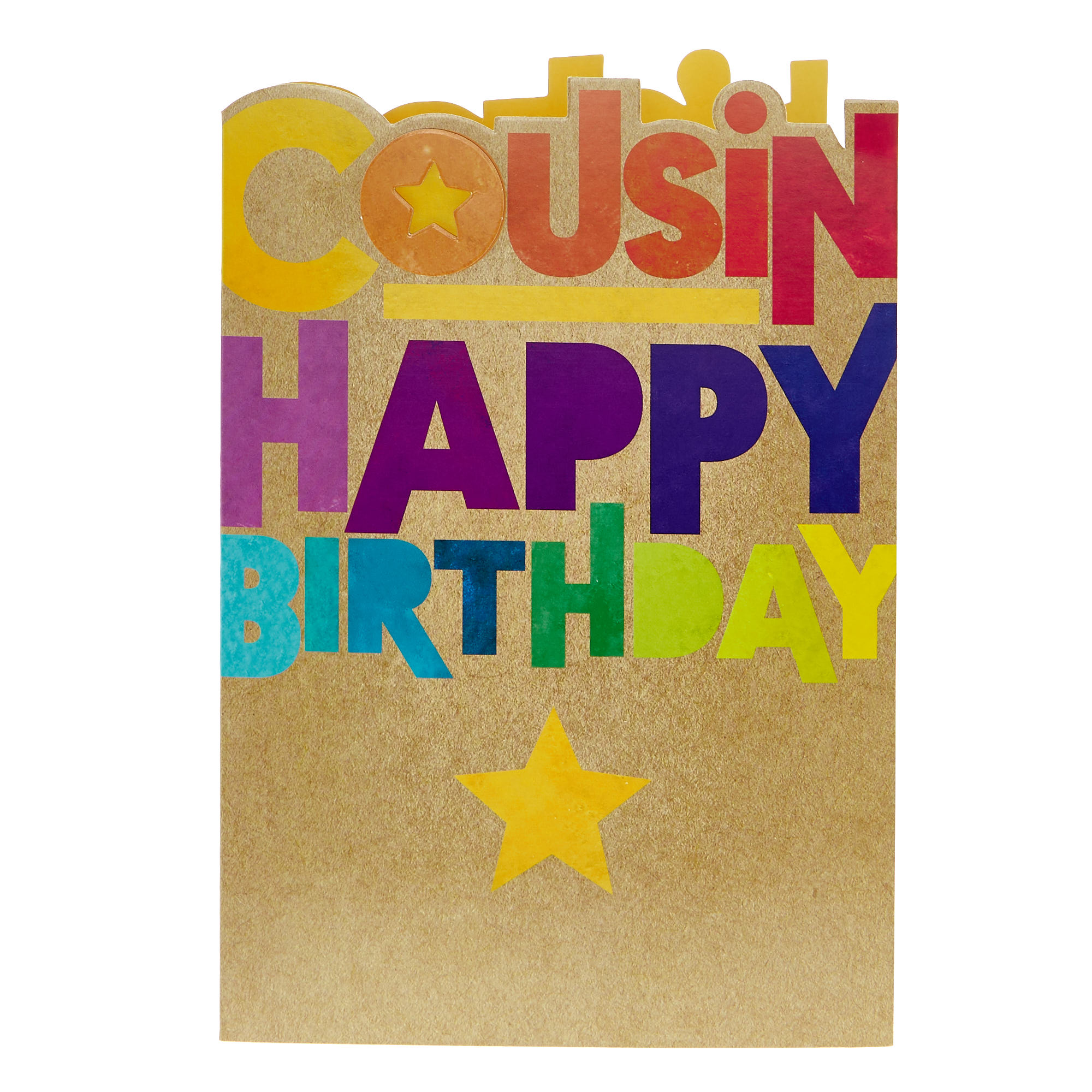Cousin Colourful Text Birthday Card