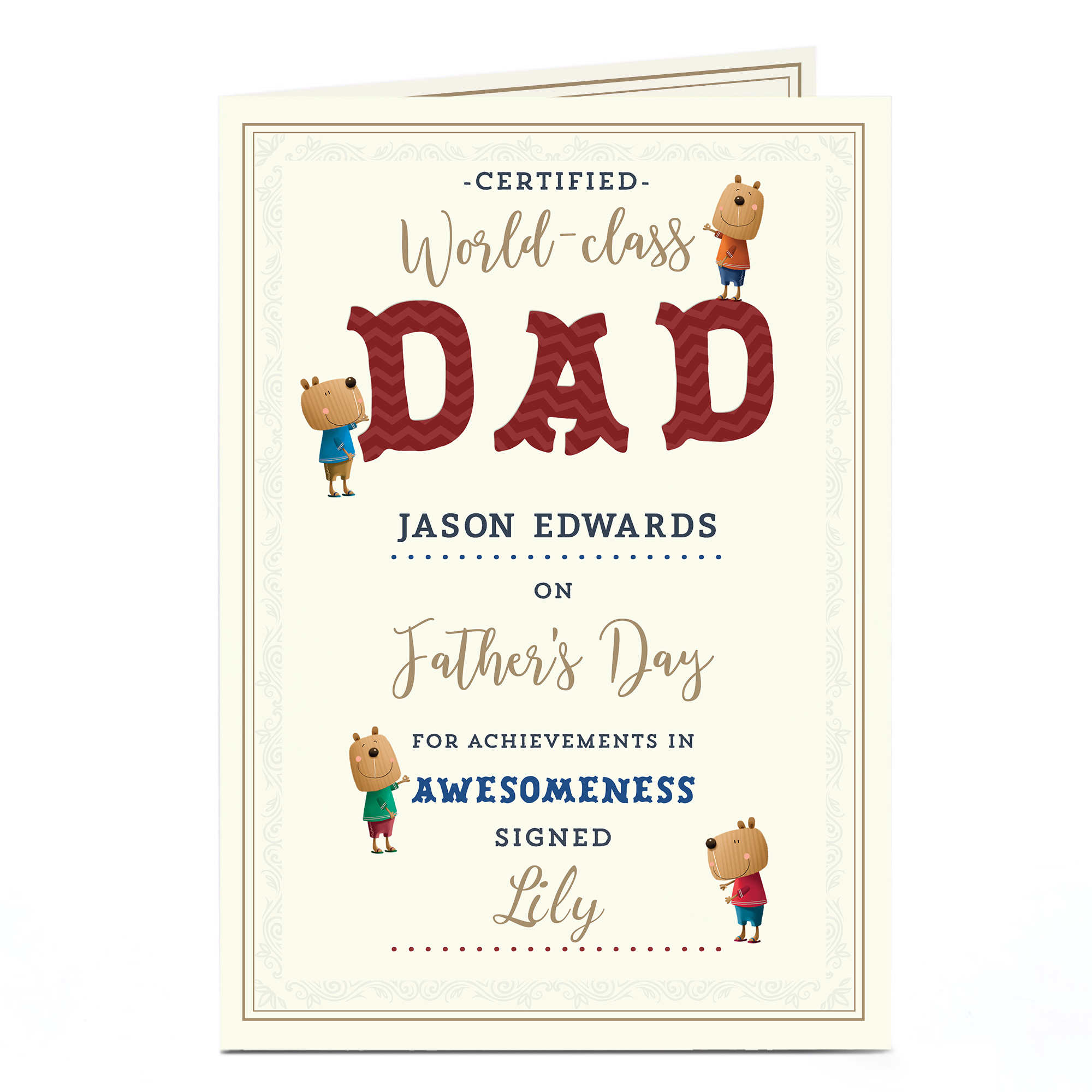 Personalised Father's Day Card - World Class Dad