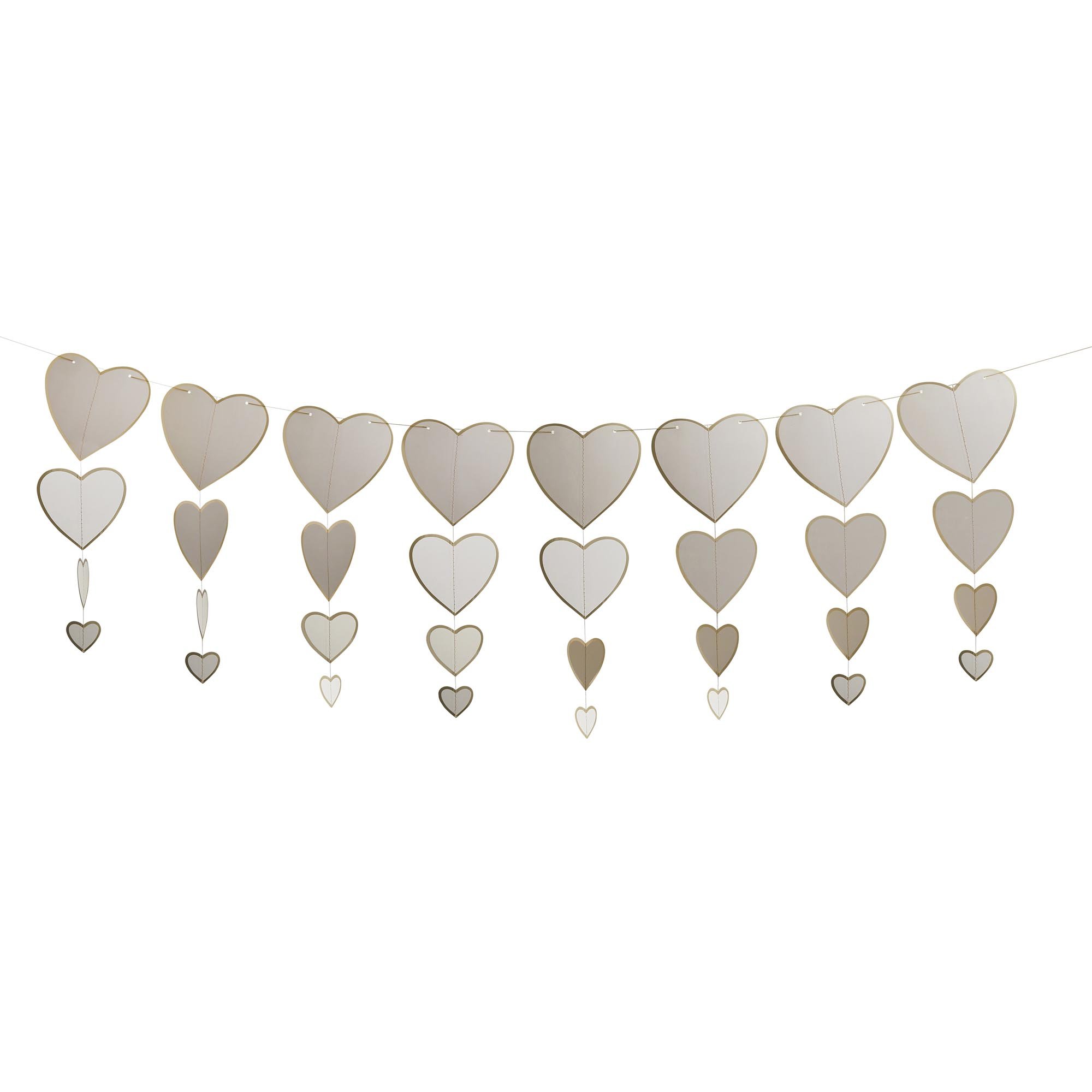White & Gold Hearts Card Garland 