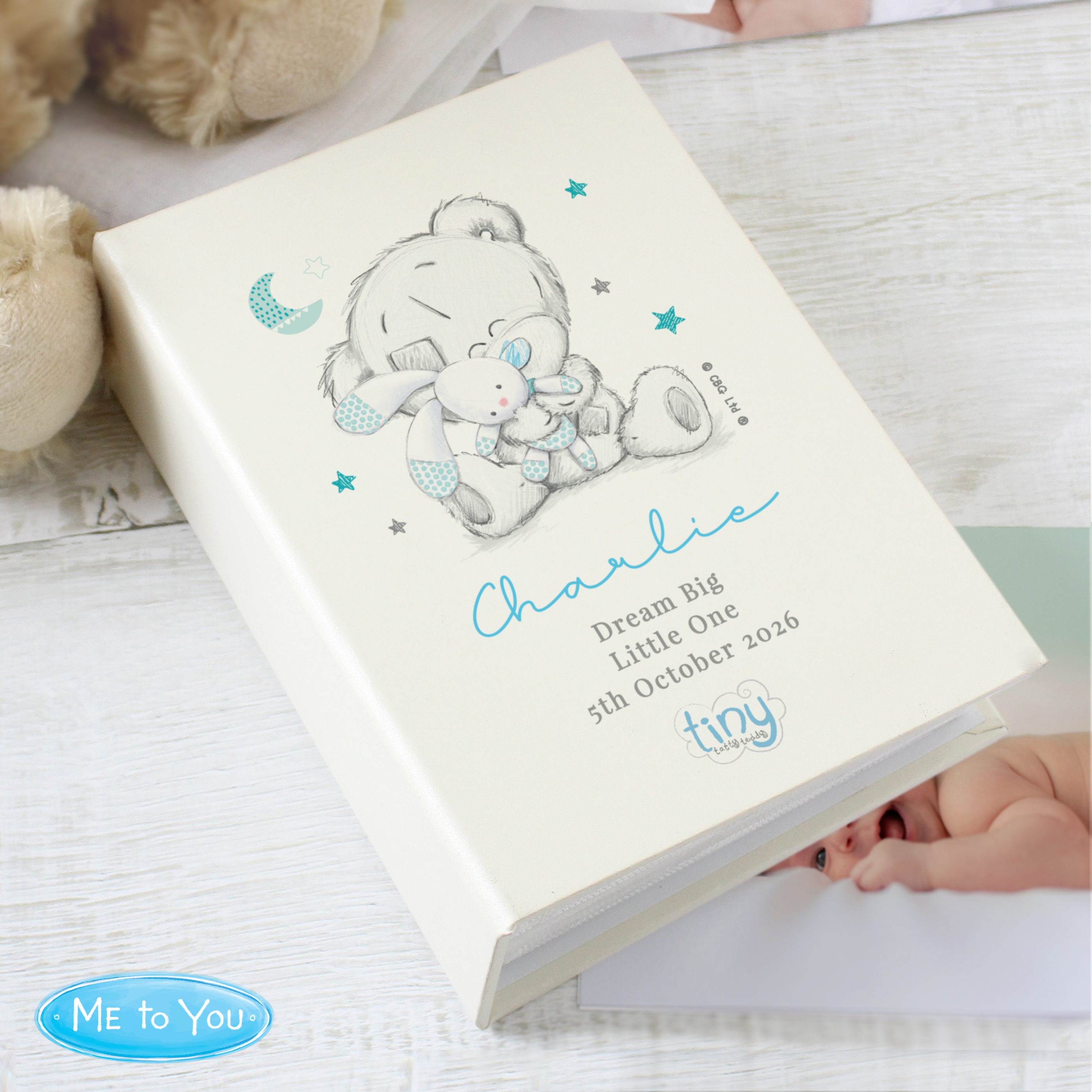 Personalised Tiny Tatty Teddy Blue 6x4-Inch Photo Album with Sleeves