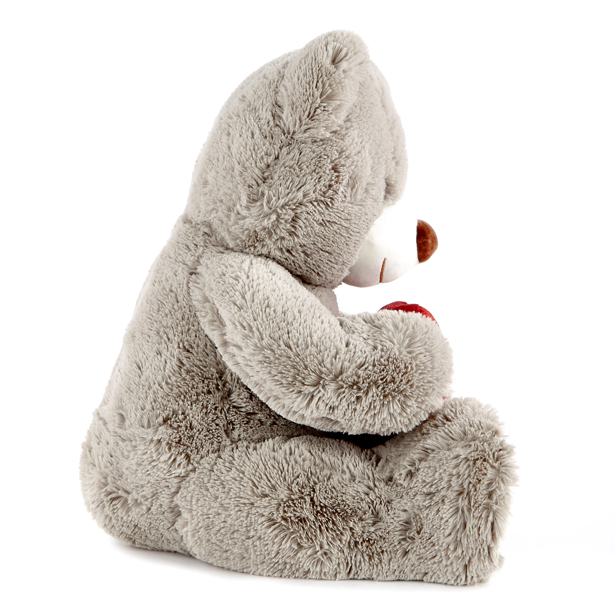 Large Grey Valentine's Day Hugs Bear Soft Toy With Heart