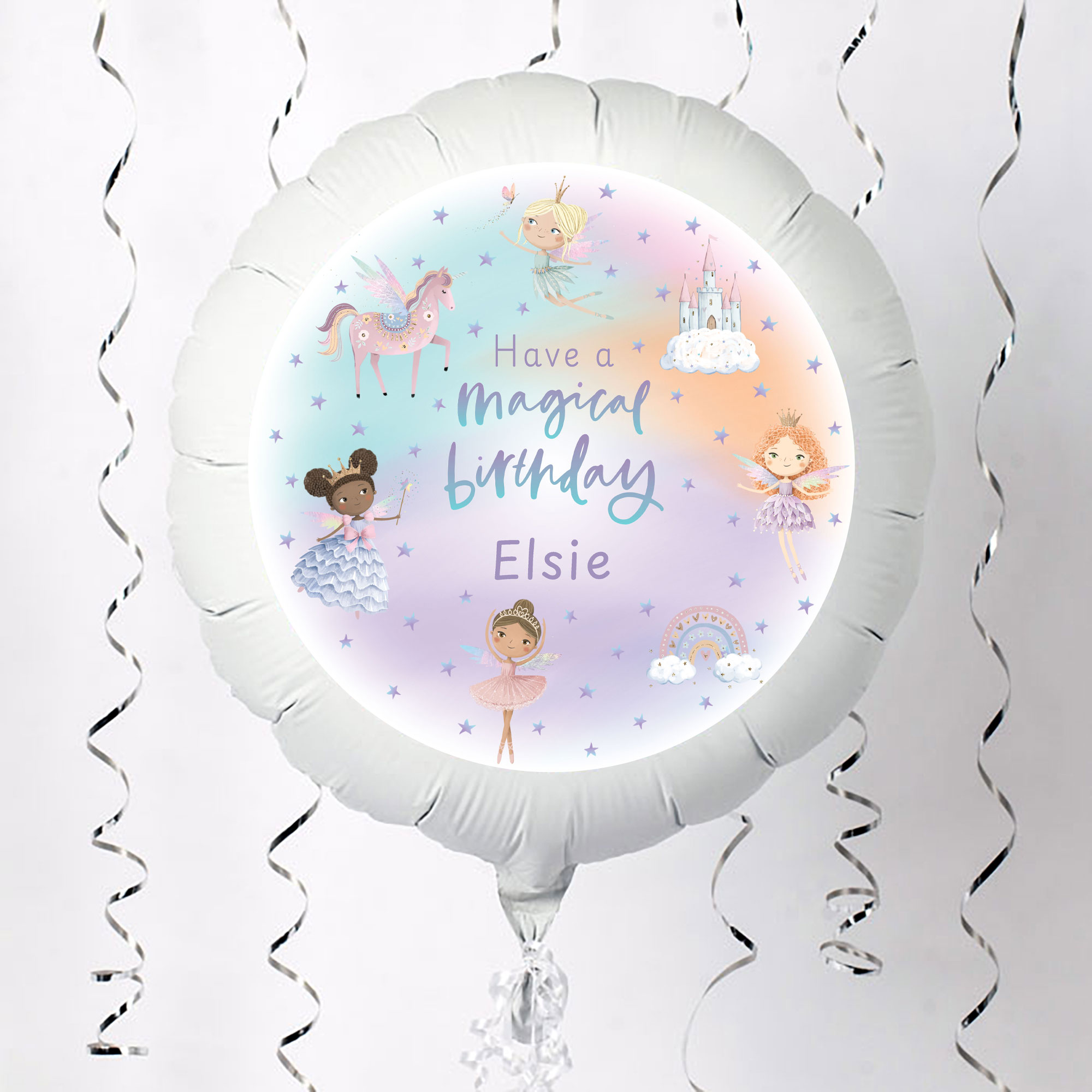 Personalised Large Helium Birthday Balloon - Princess Fairies