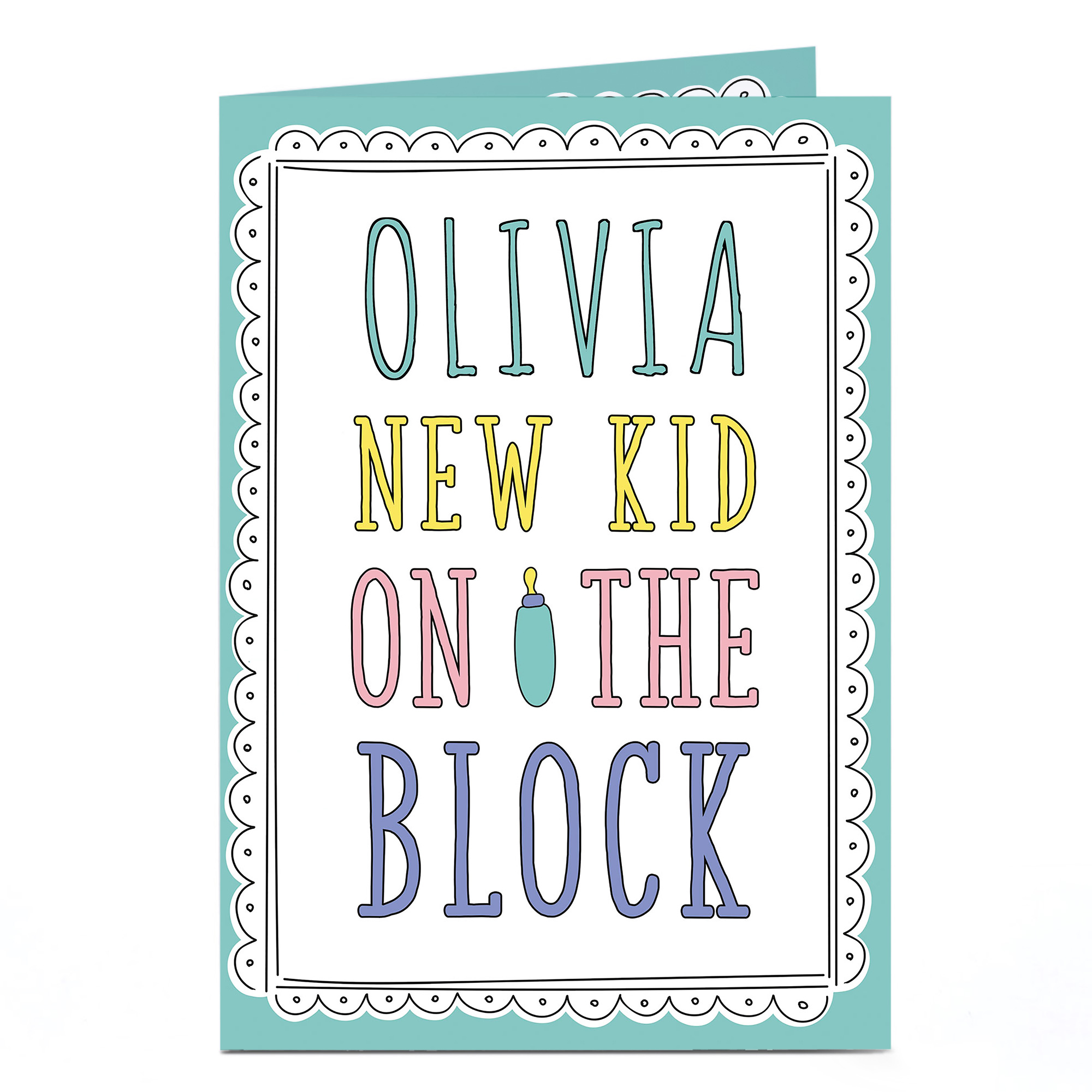Personalised New Baby Card - New Kid On The Block