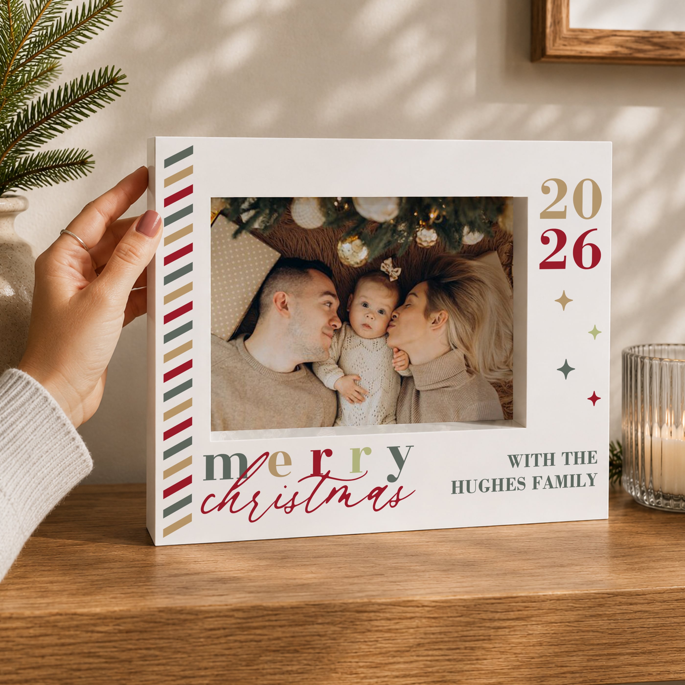 Personalised Merry Christmas 5x7-Inch Box Photo Frame