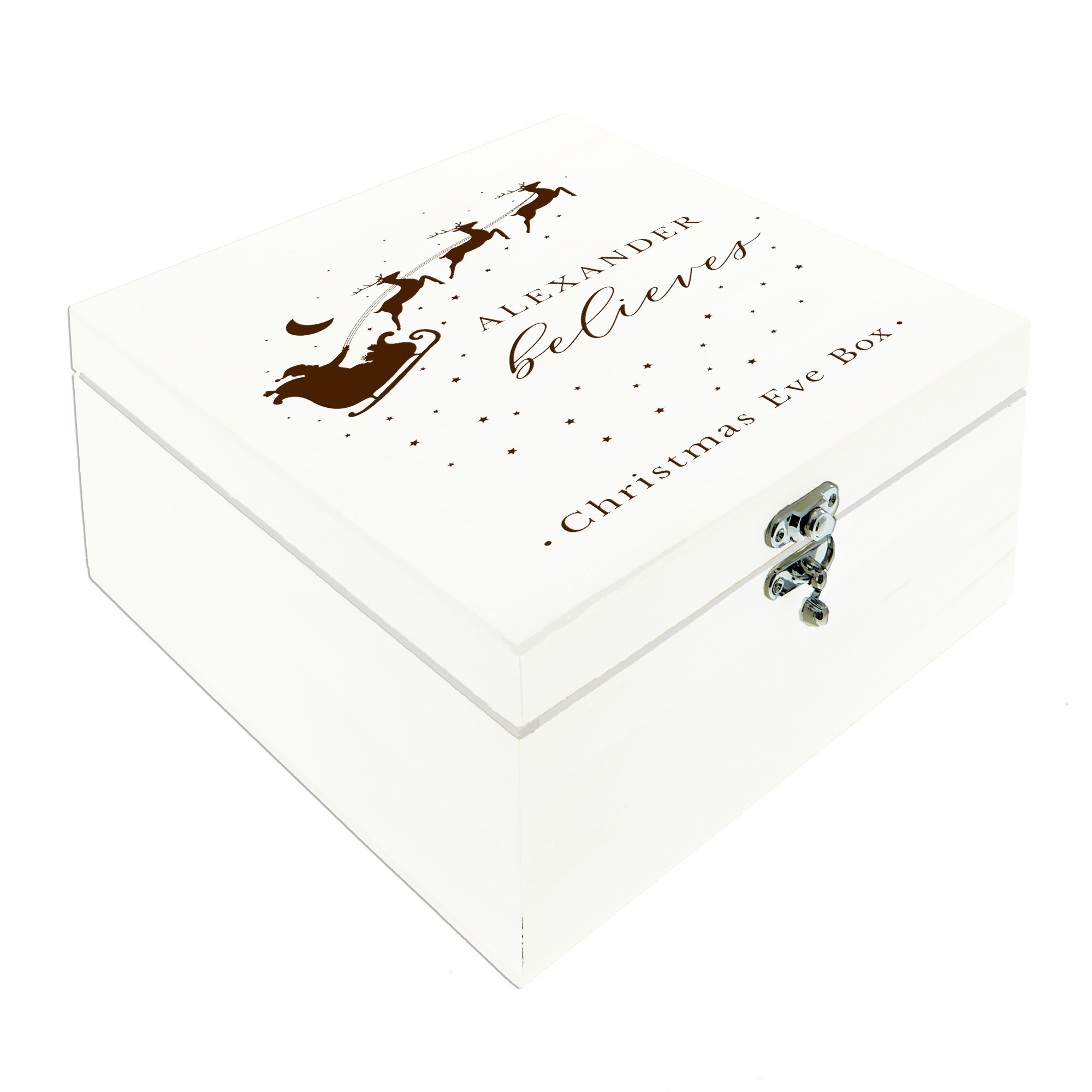 Personalised Wooden Christmas Eve Box -  Believe in Santa