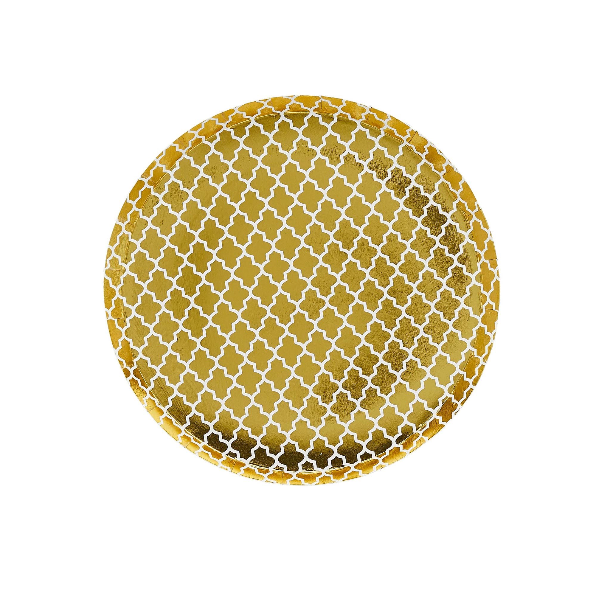 Eid Mubarak Gold Small Paper Plates - Pack of 8