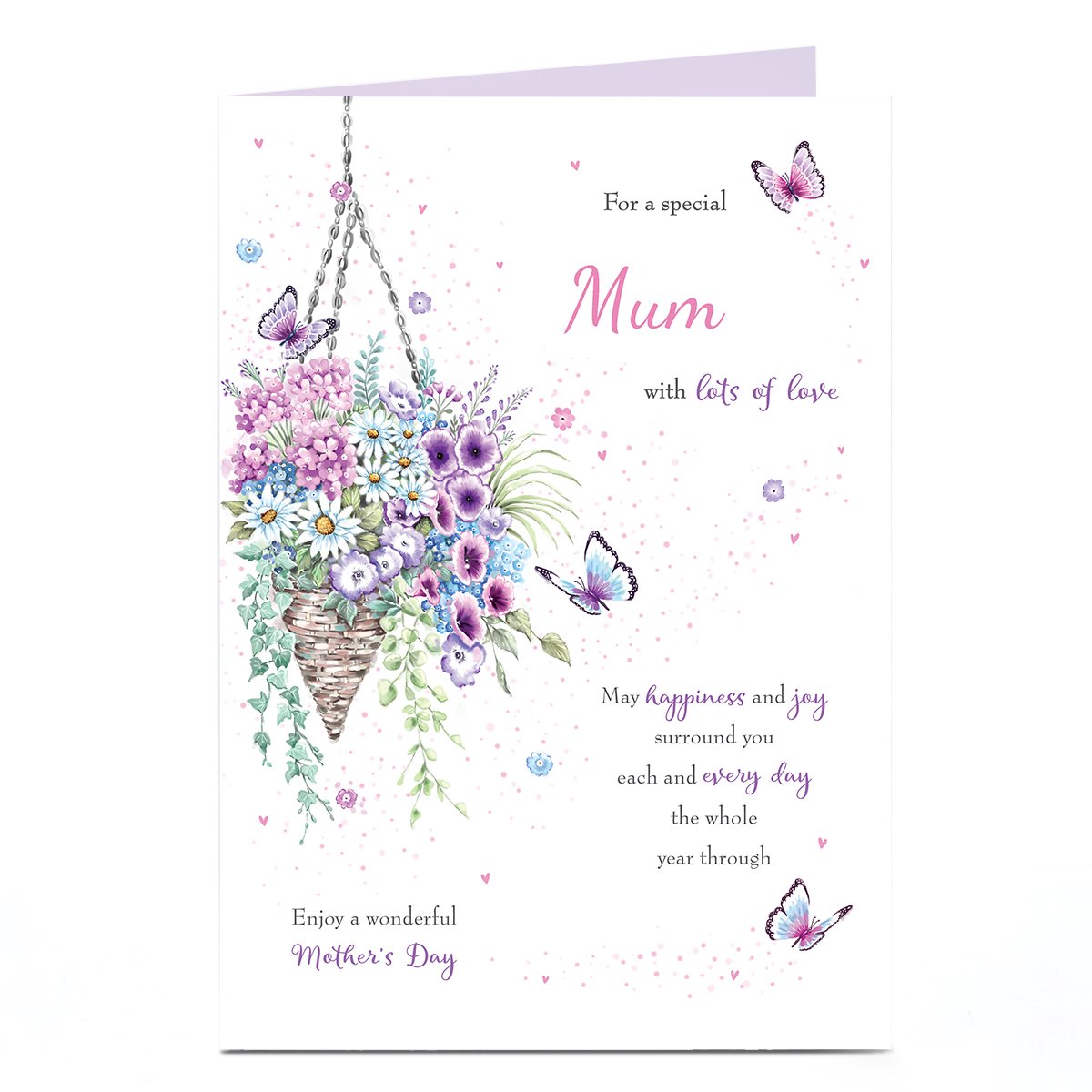 Personalised Mother's Day Card - Happiness & Joy, Mum