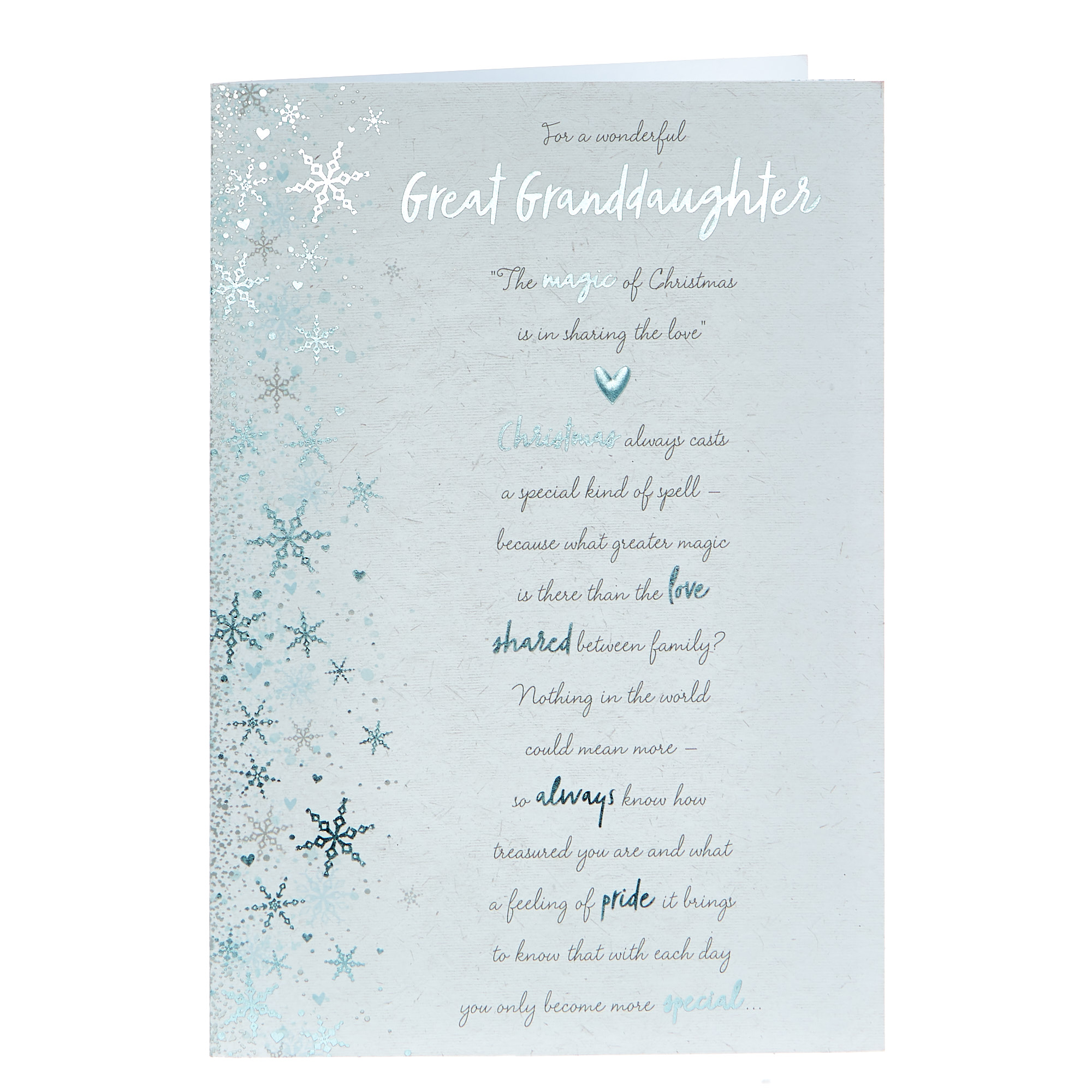 Christmas Card - Wonderful Granddaughter, Classic Verse