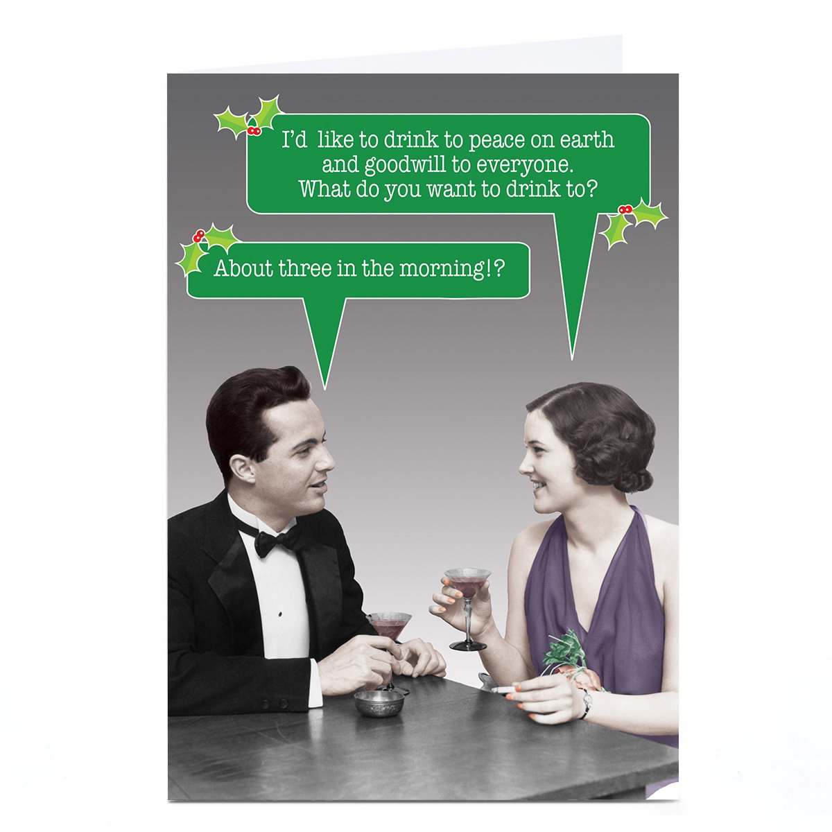 Personalised Quitting Hollywood Christmas Card - Happy Couple