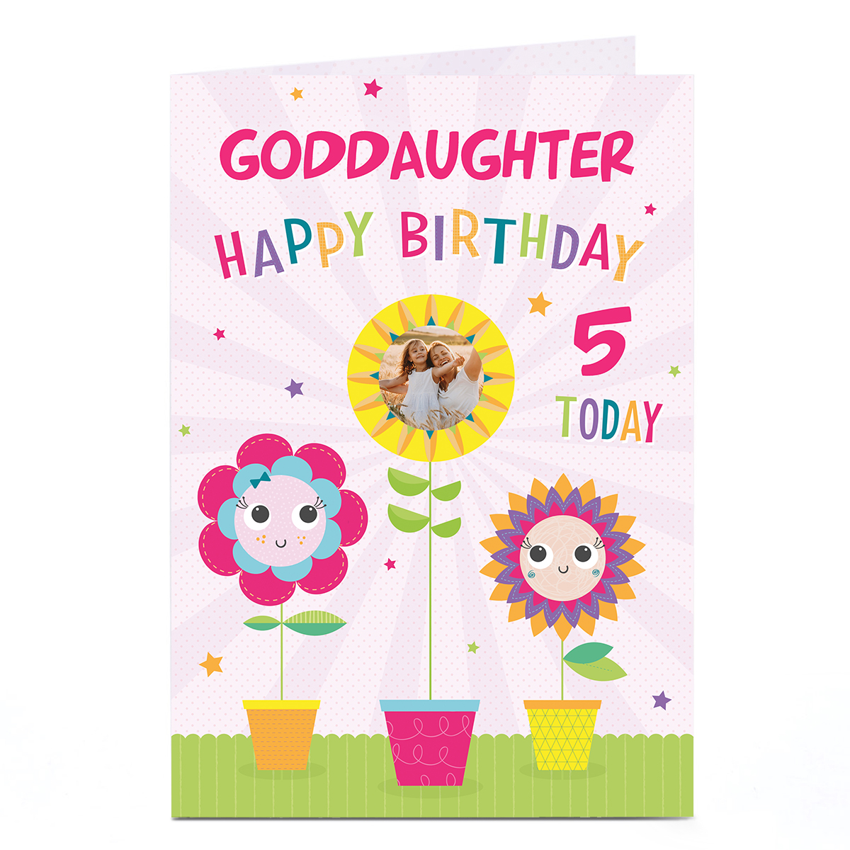 Photo Birthday Card - Sunflowers, Editable Age & Recipient 