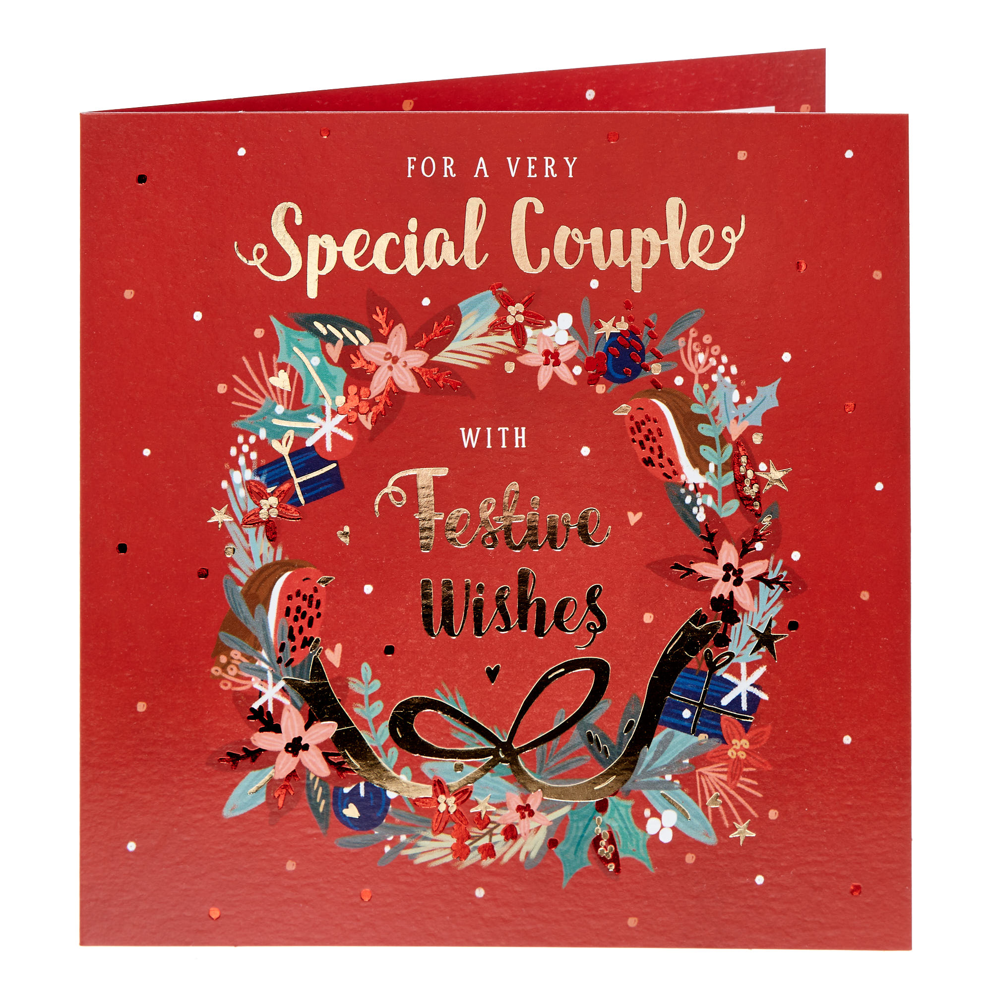 Special Couple Festive Wishes Wreath Christmas Card