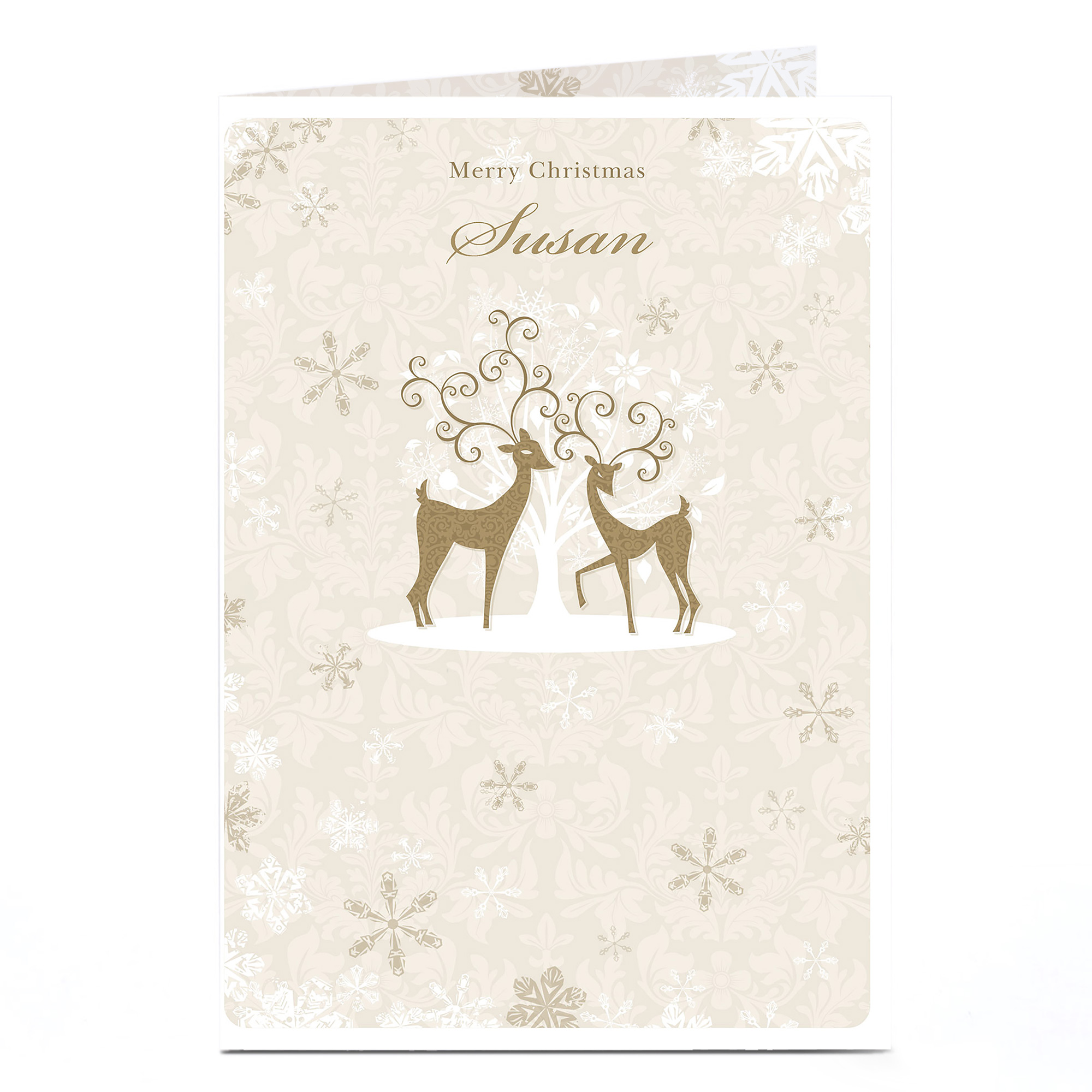 Personalised Christmas Card - Golden Reindeer
