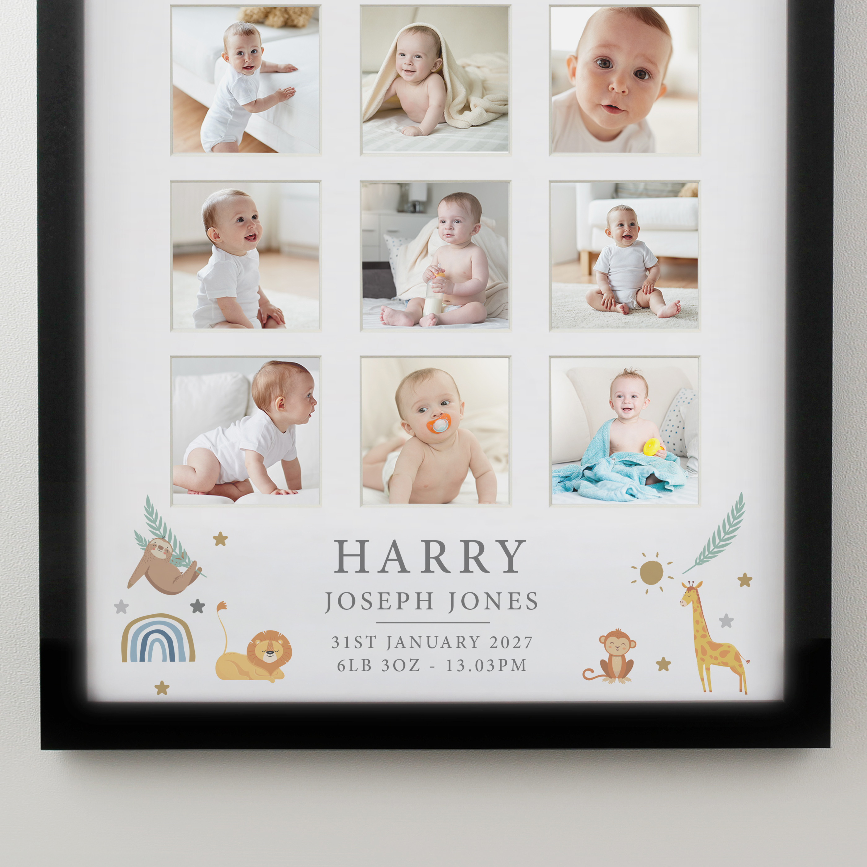 Personalised Animals Black Multi Photo Frame
