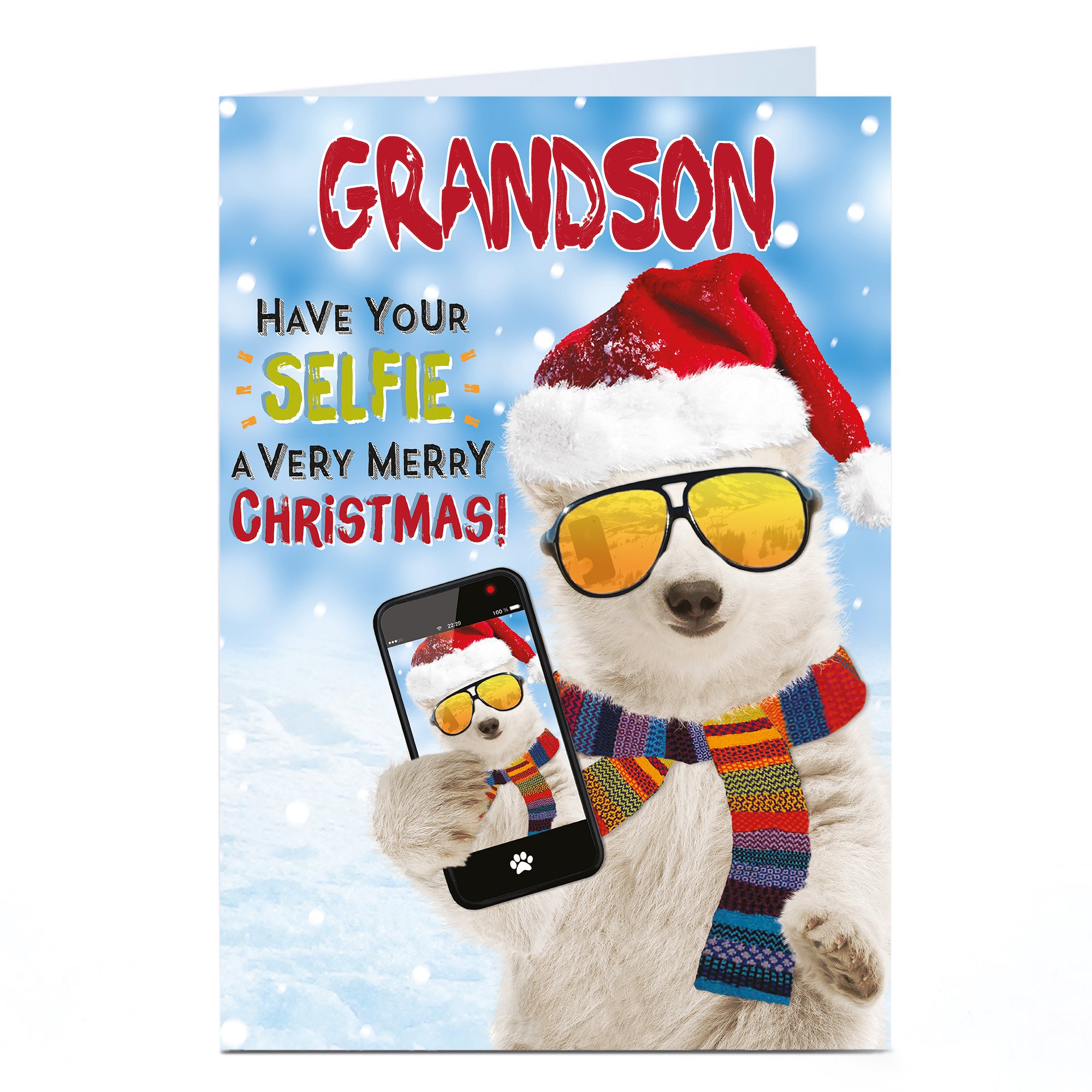 Personalised Christmas Card - Have Your Selfie A Merry Christmas - Grandson