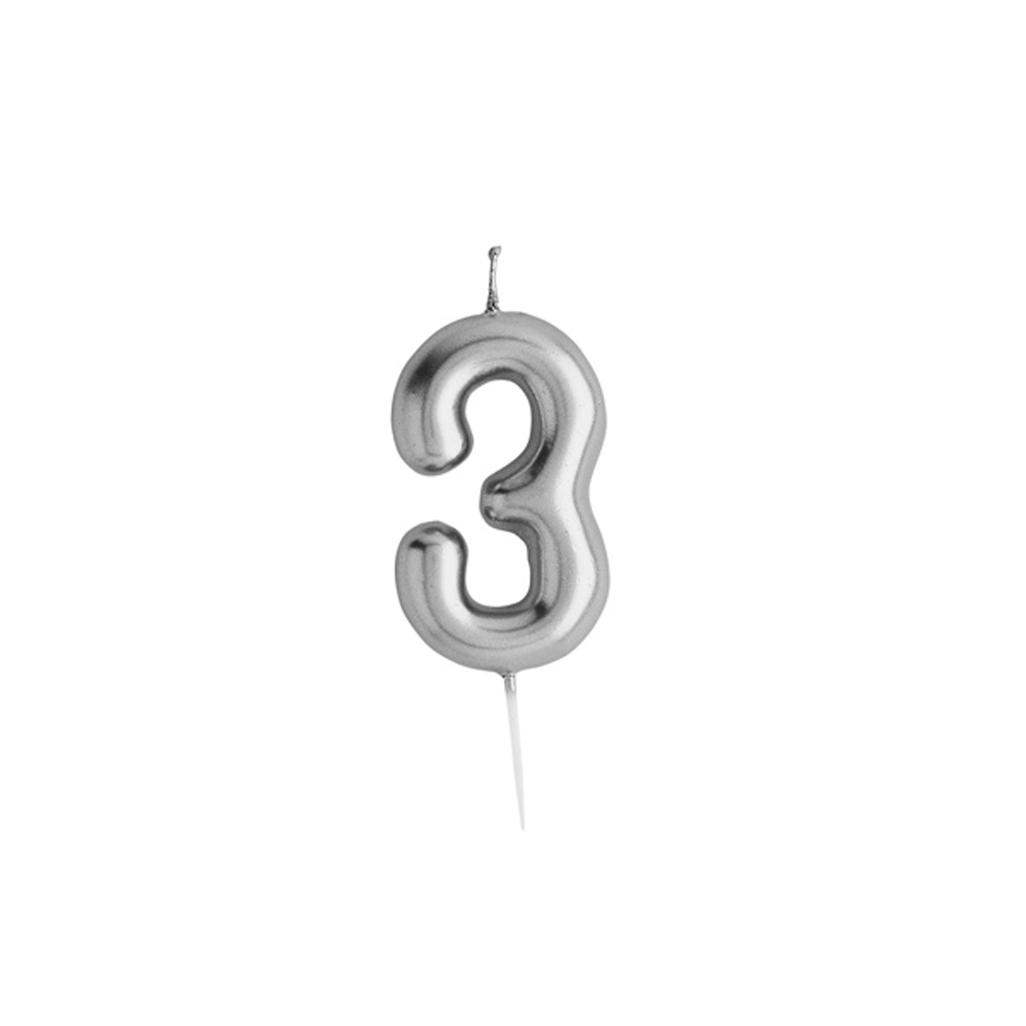 Silver Number Cake Candle (0-9)