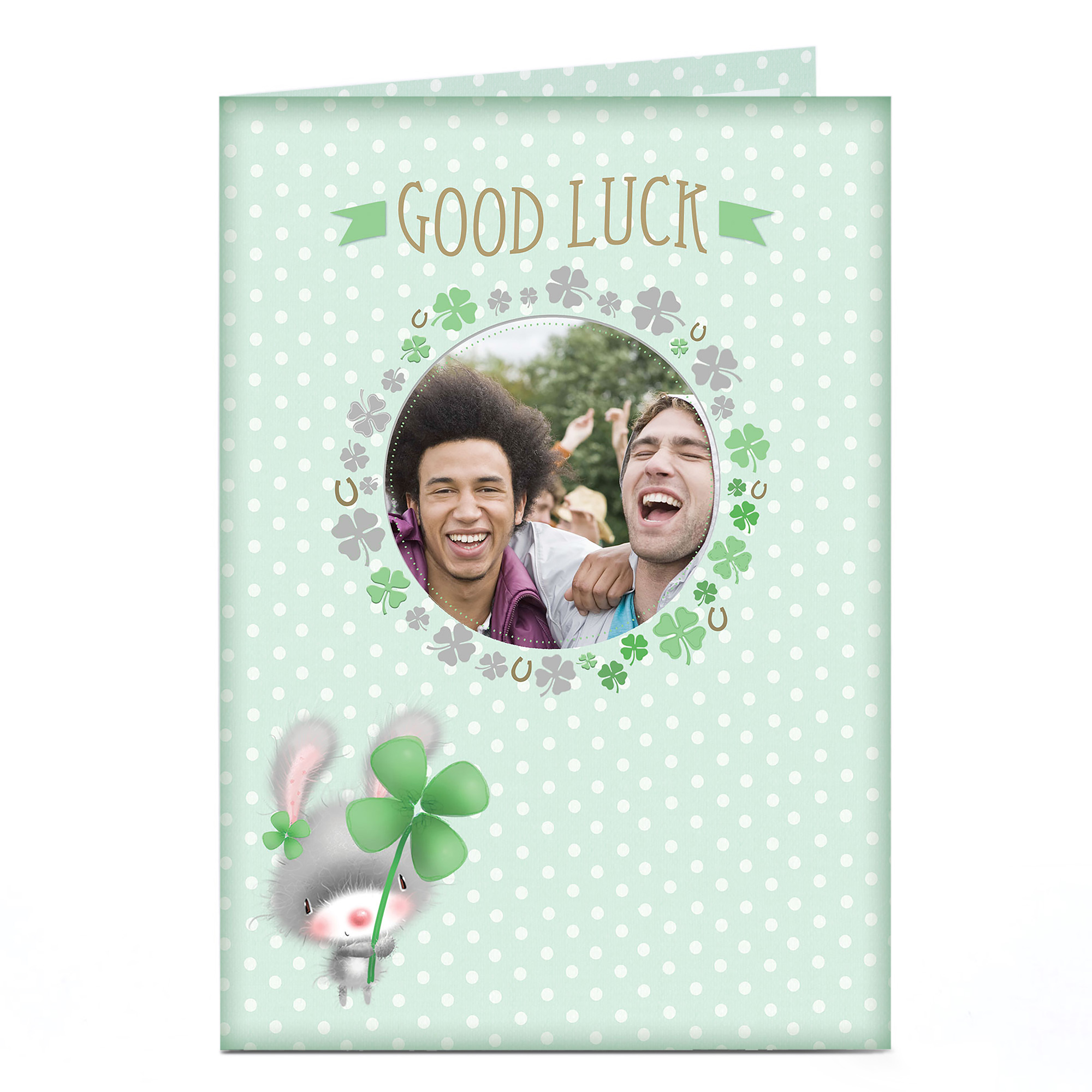 Photo Good Luck Card - Rabbit & Clover