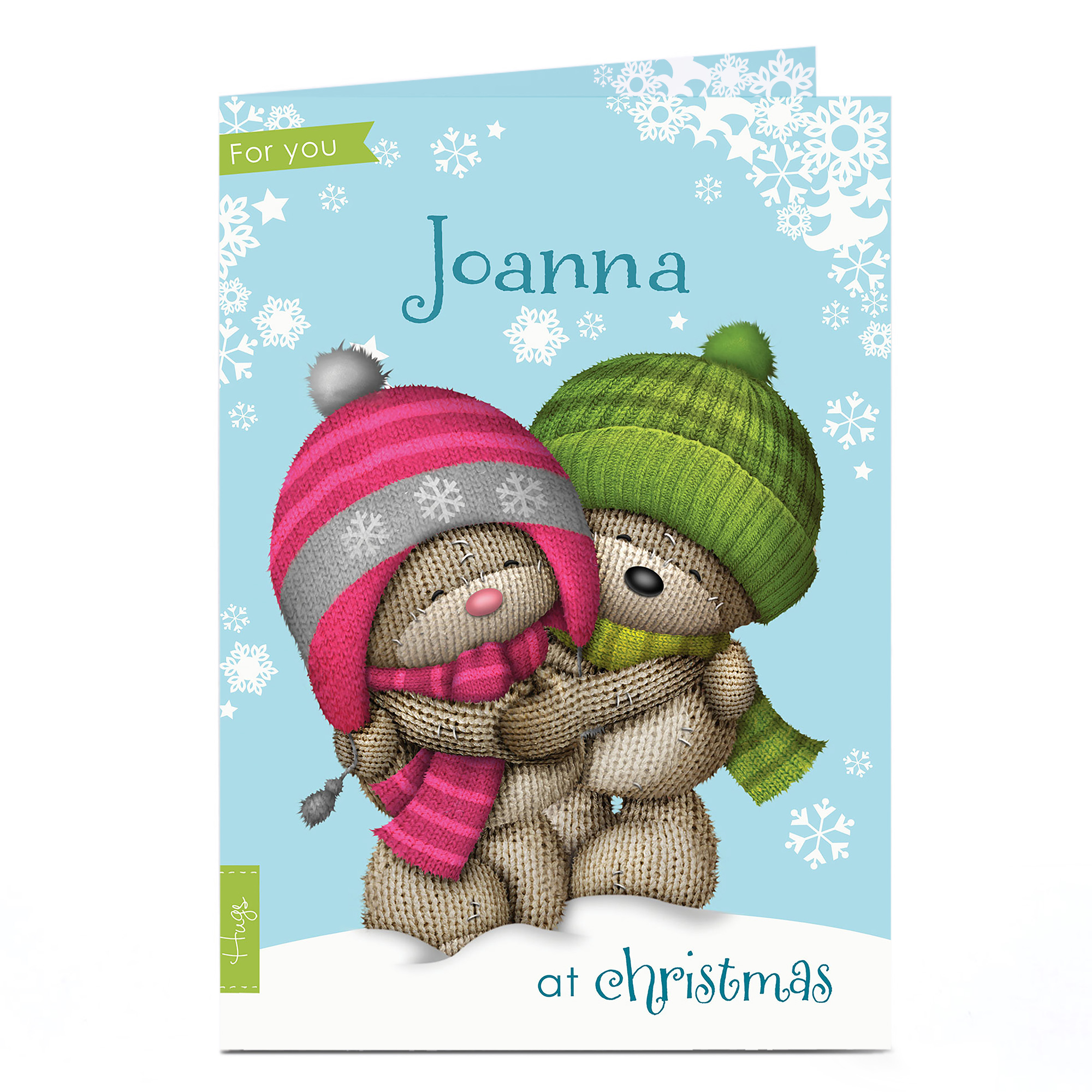 Personalised Hugs Bear Christmas Card - Cuddles