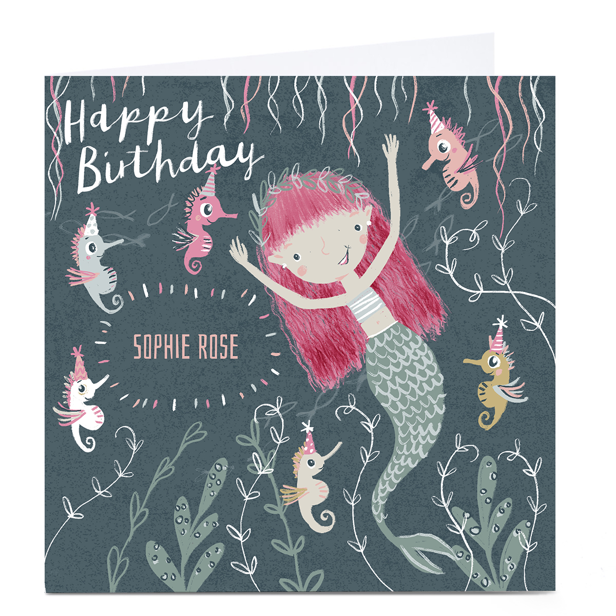 Personalised Emma Valenghi Birthday Card - Seahorses