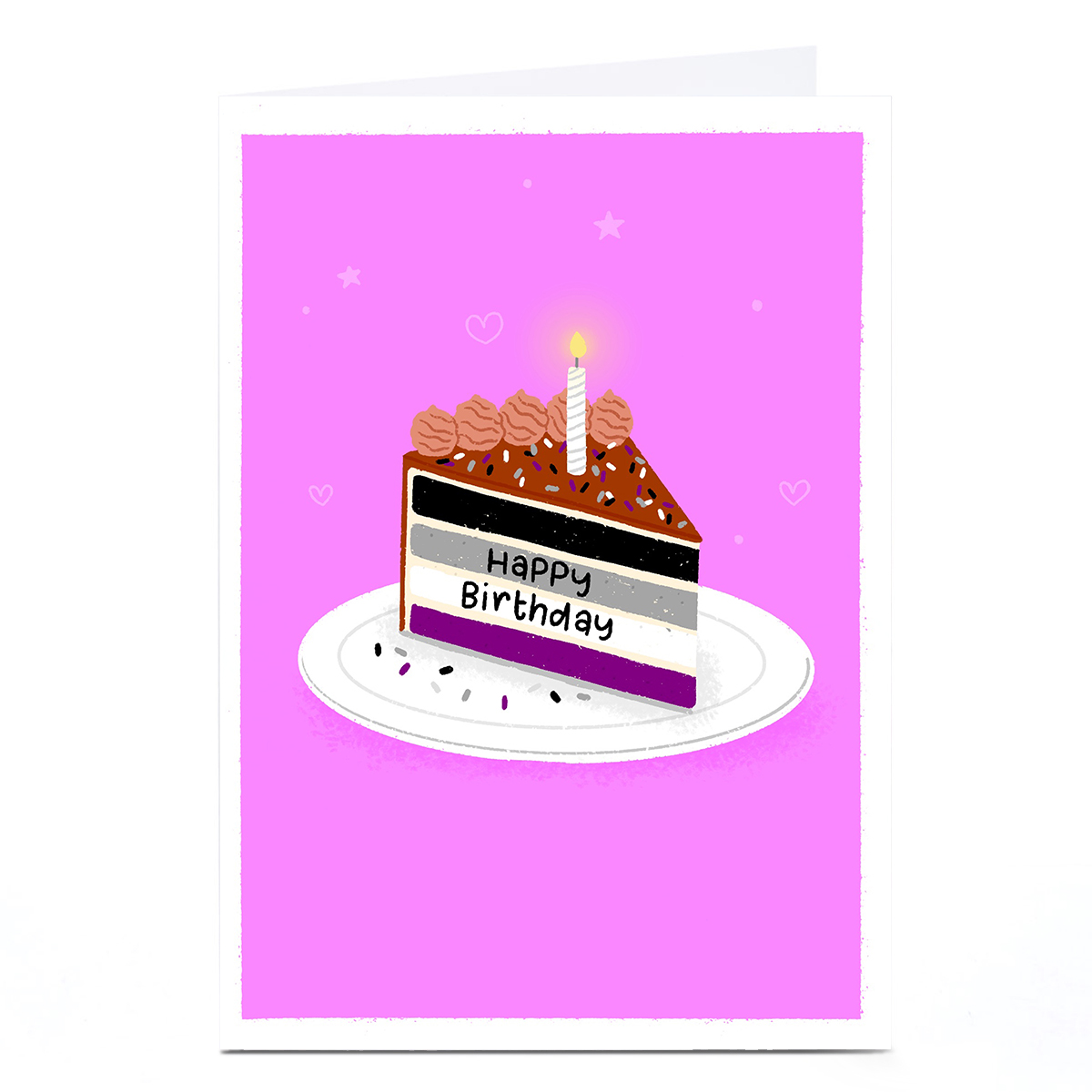Personalised Blue Kiwi Birthday Card - Cake, Asexual Pride Flag