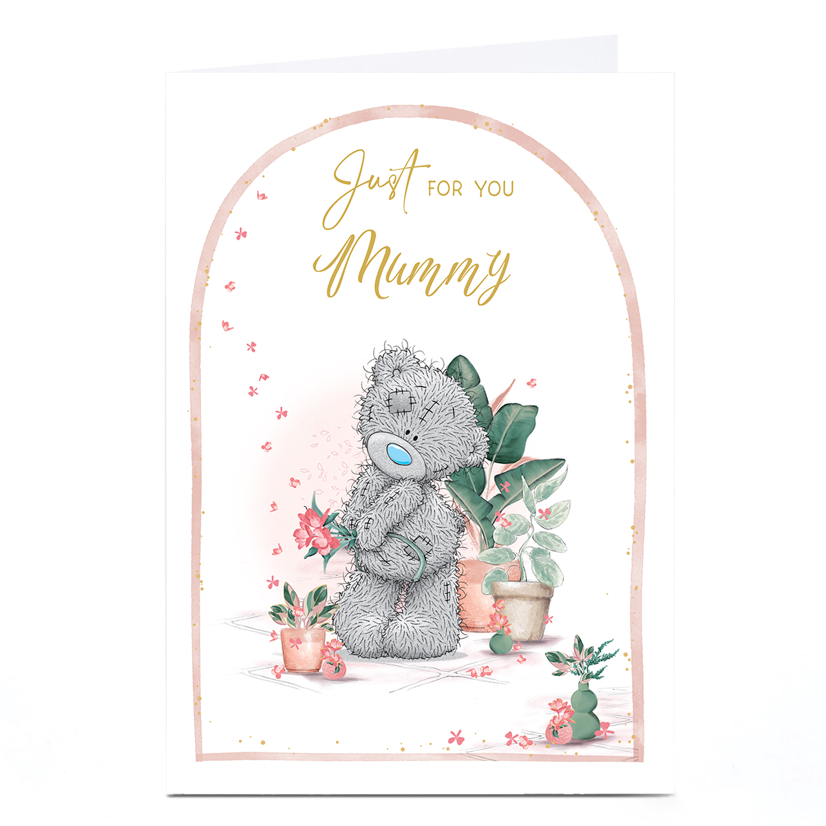 Personalised Tatty Teddy Mother's Day Card - Teddy with Flowers, Mummy