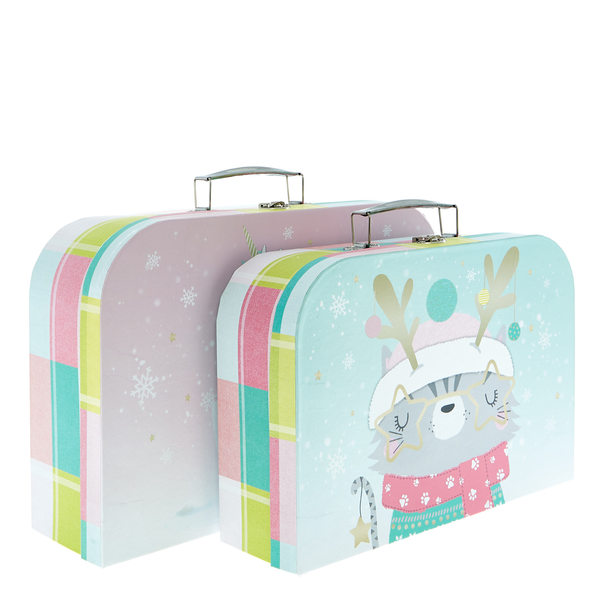 Unicorn & Cat Christmas Luggage Boxes - Set of 2