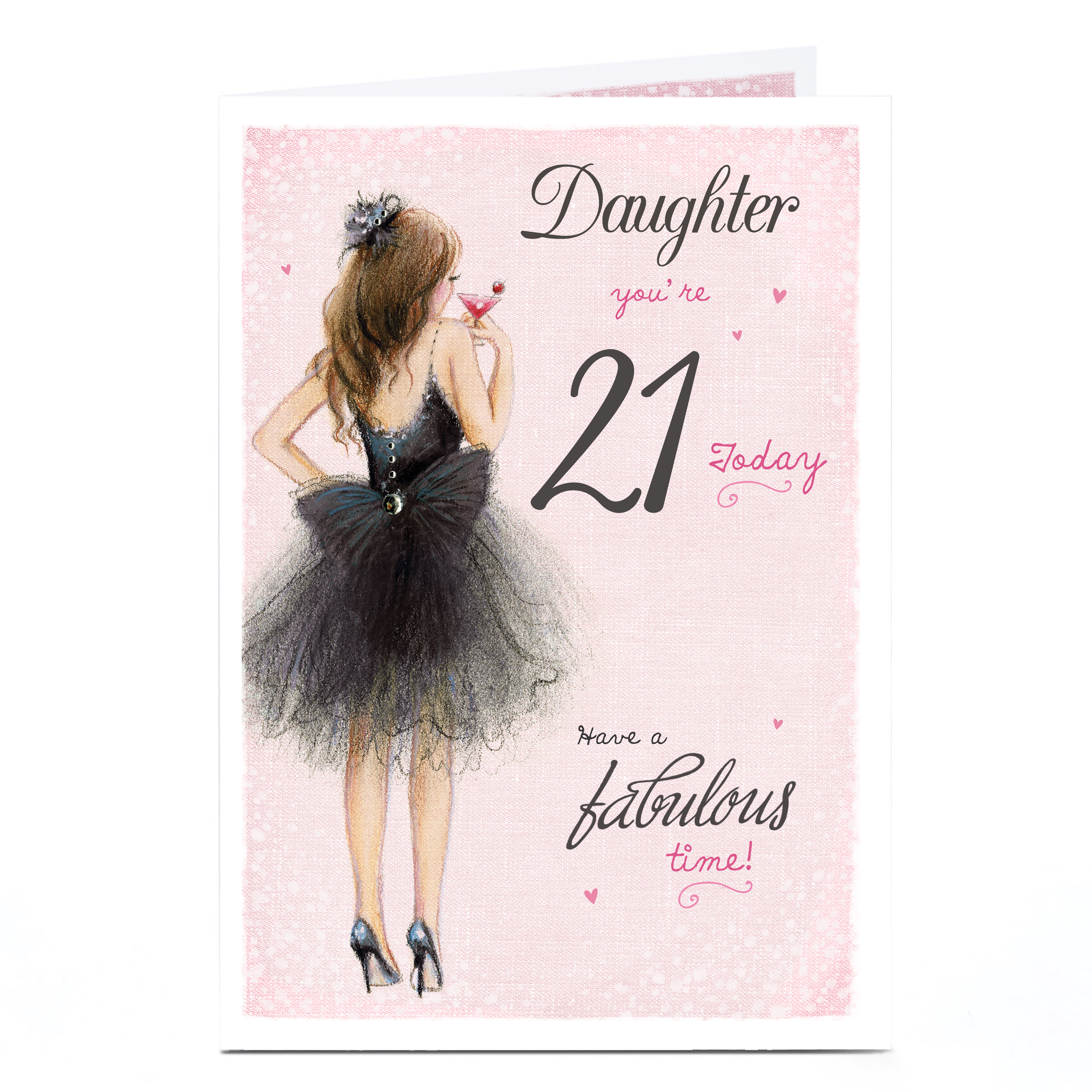 Personalised Birthday Card - Daughter, Black Tutu, Editable Age