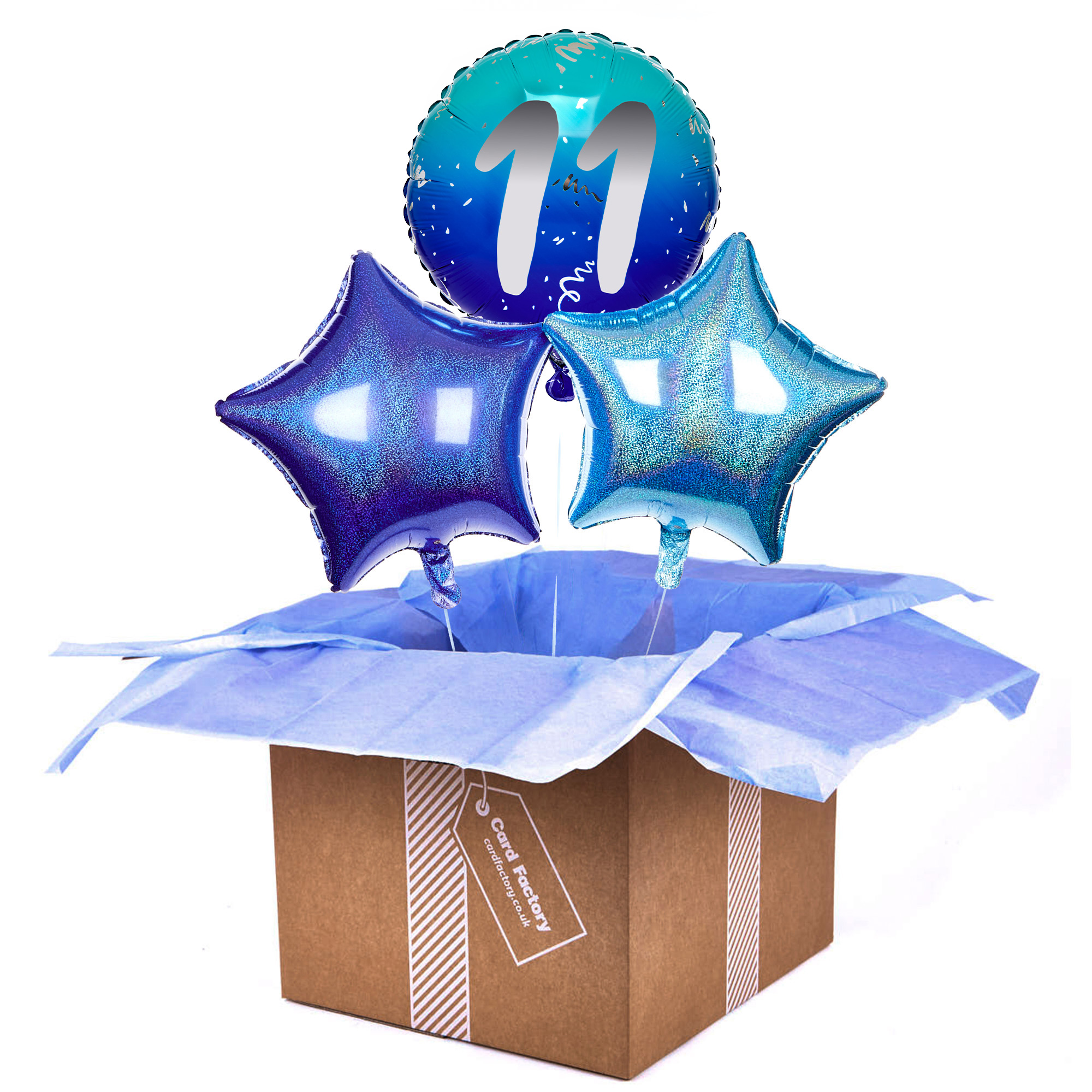 Blue 11th Birthday Balloon Bouquet - Delivered Inflated!