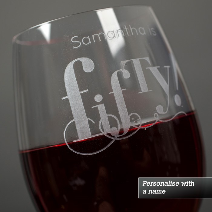Personalised 50 Years Old Wine Glass