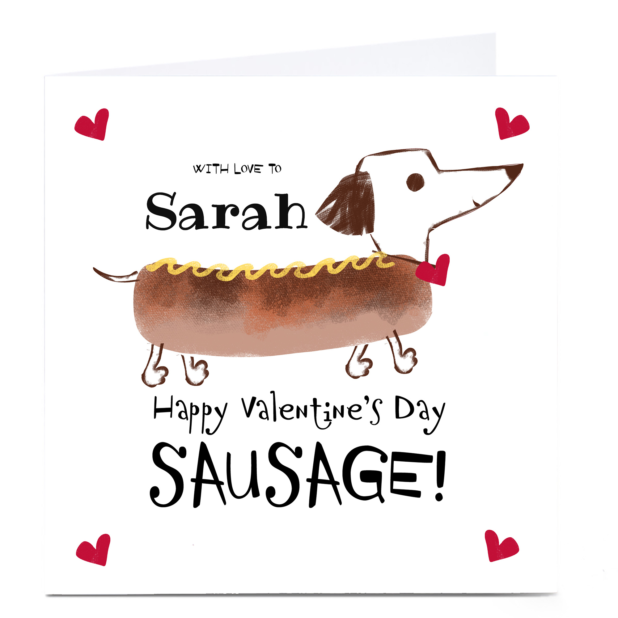 Personalised Valentine's Card - Sausage Dog