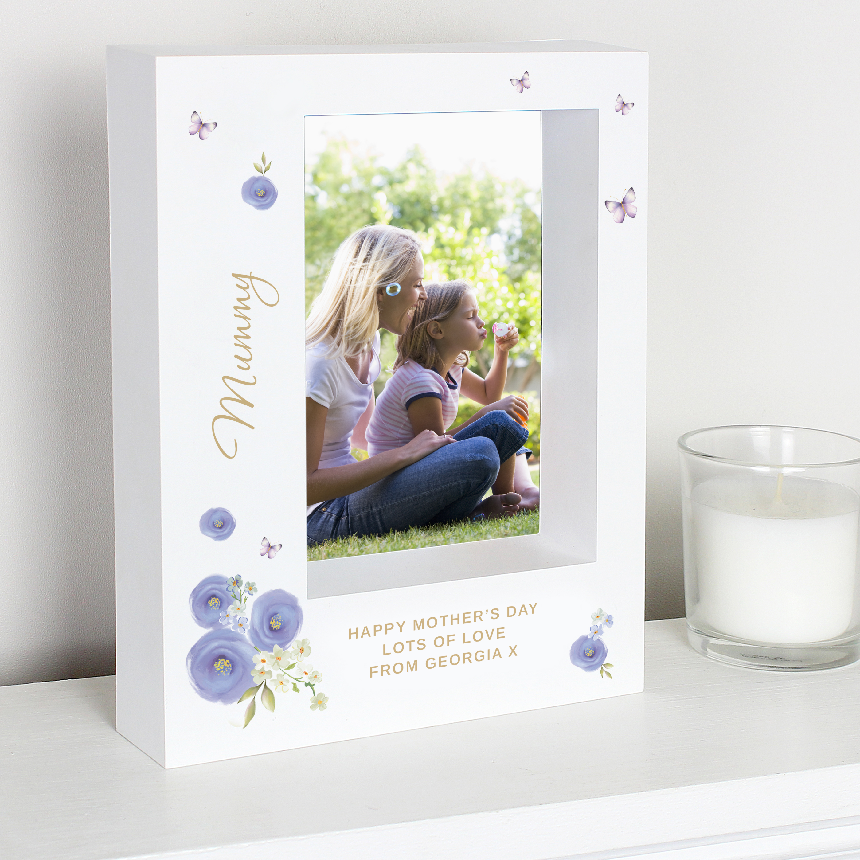 Personalised Floral White Box Frame