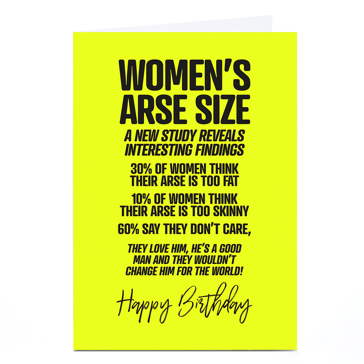Personalised Punk Birthday Card - Women's Arse Size 