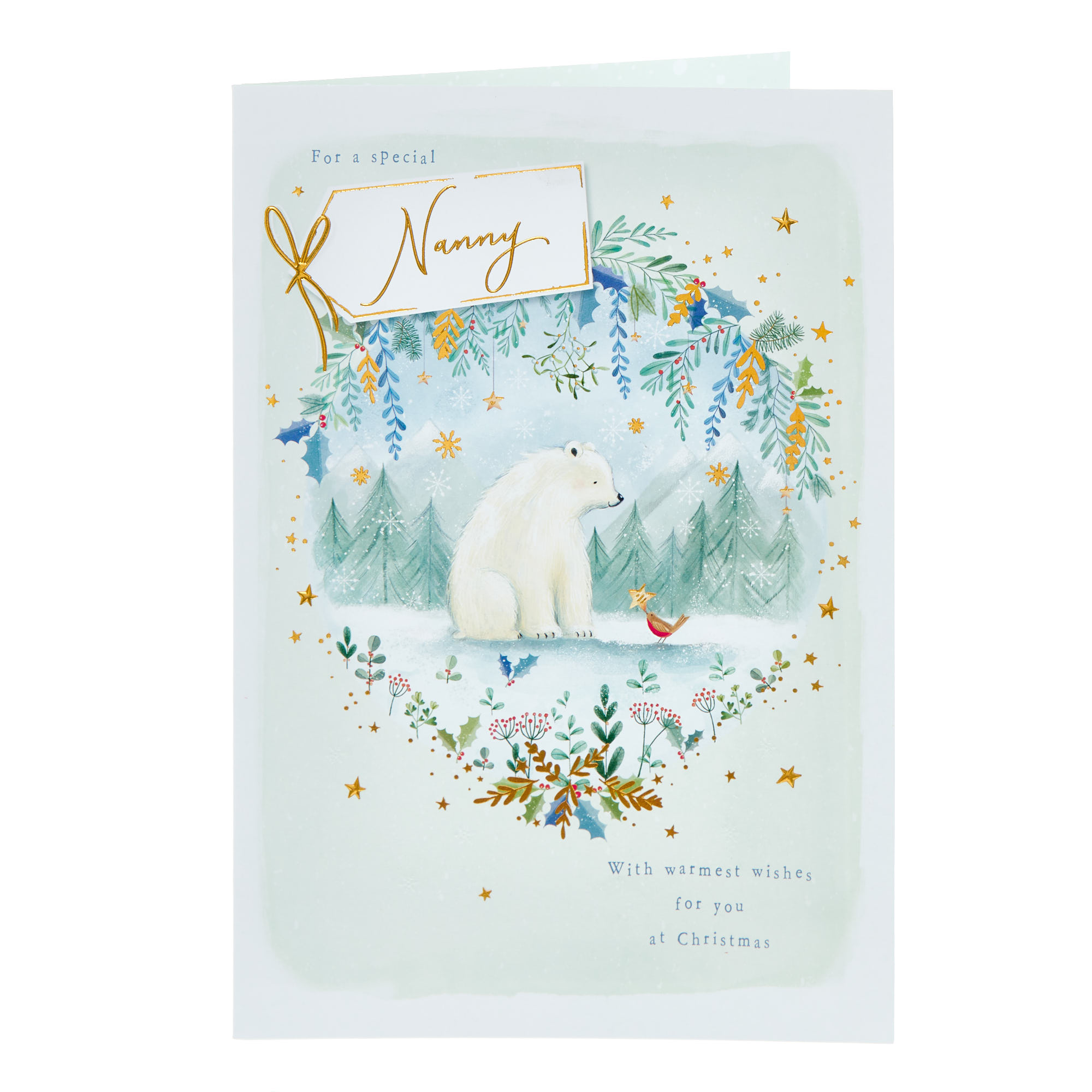 Nanny Polar Bear Warmest Wishes Christmas Card
