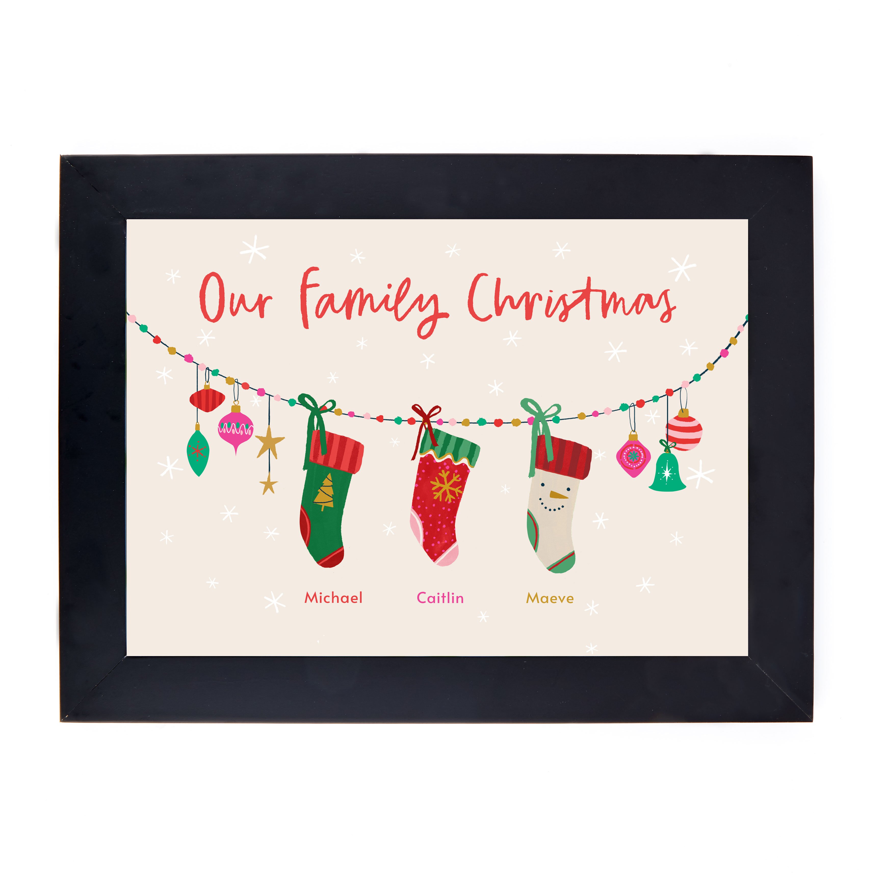 Personalised Family of 3 Christmas Print - 3 Stockings
