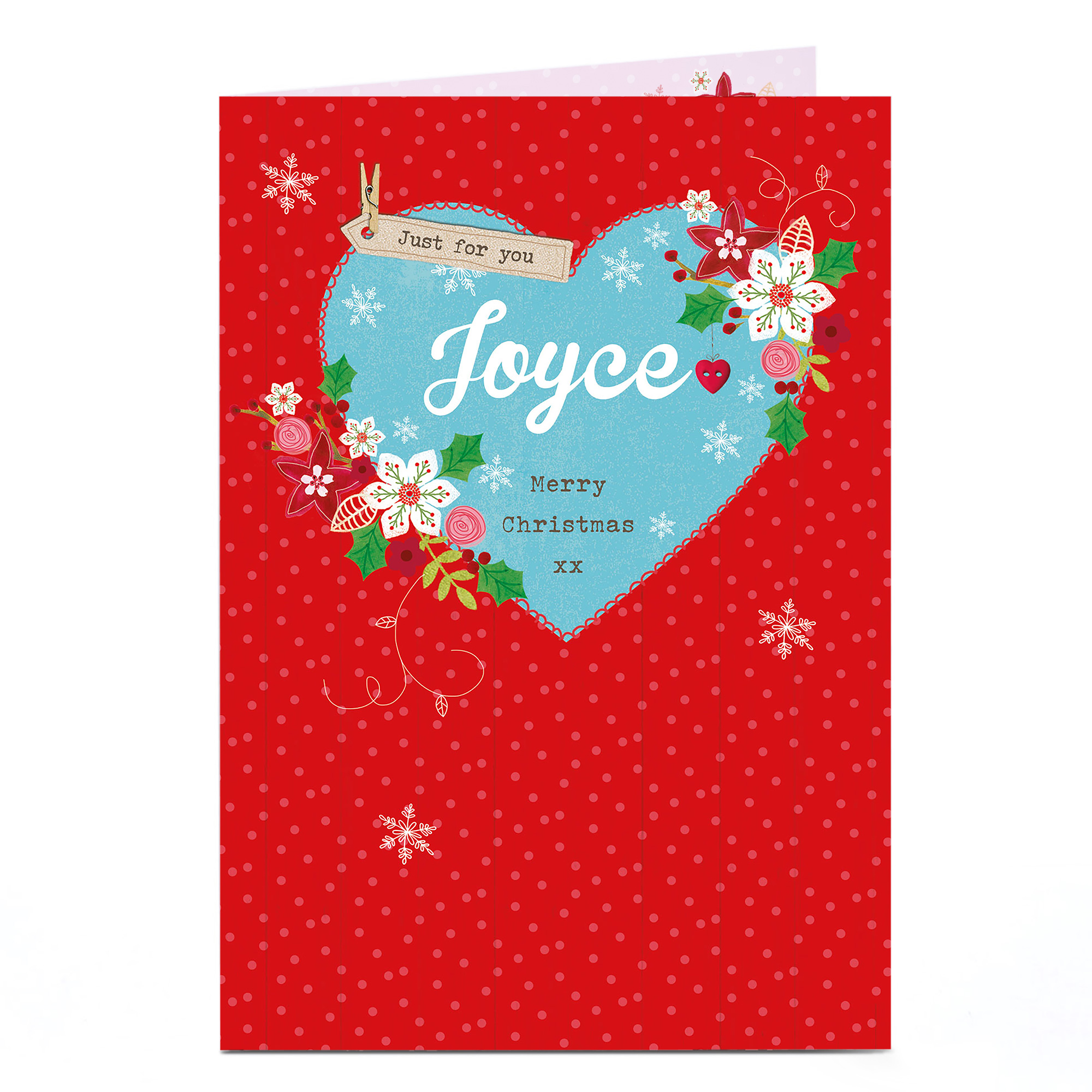 Personalised Christmas Card - Just For You Red & Blue