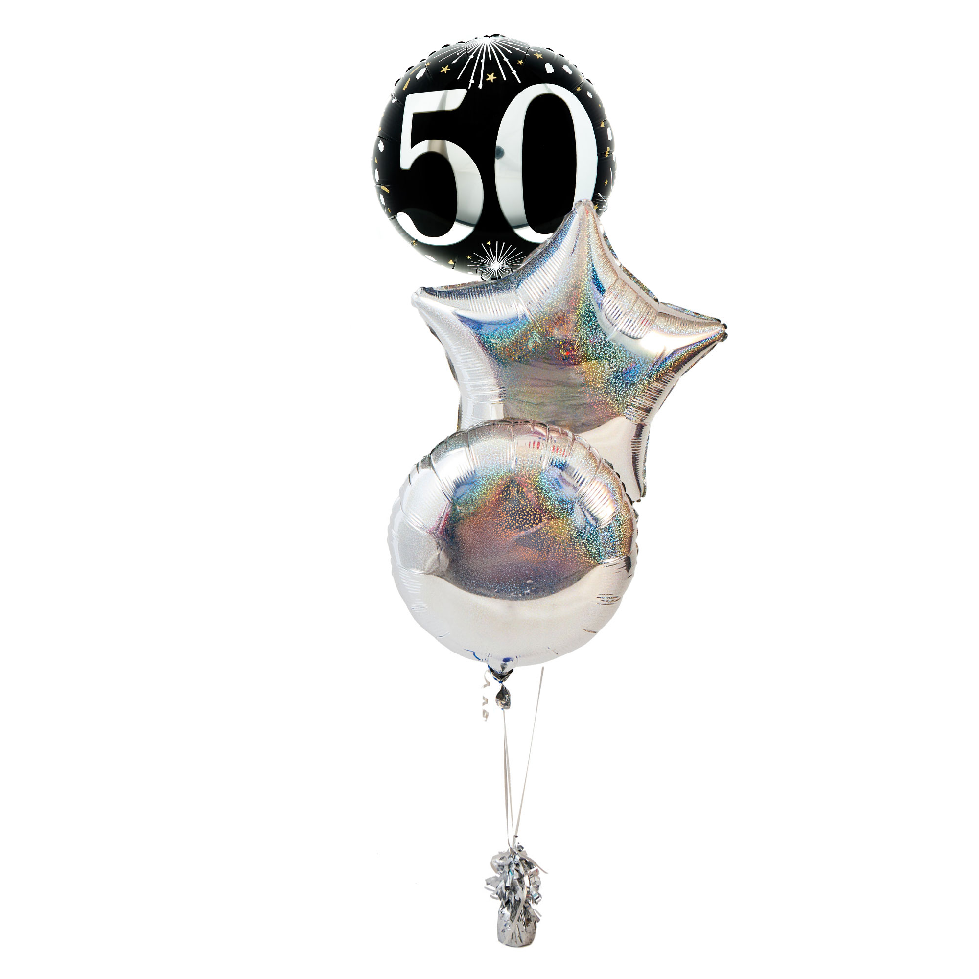 Silver & Black 50th Birthday Inflated Balloon Arrangement