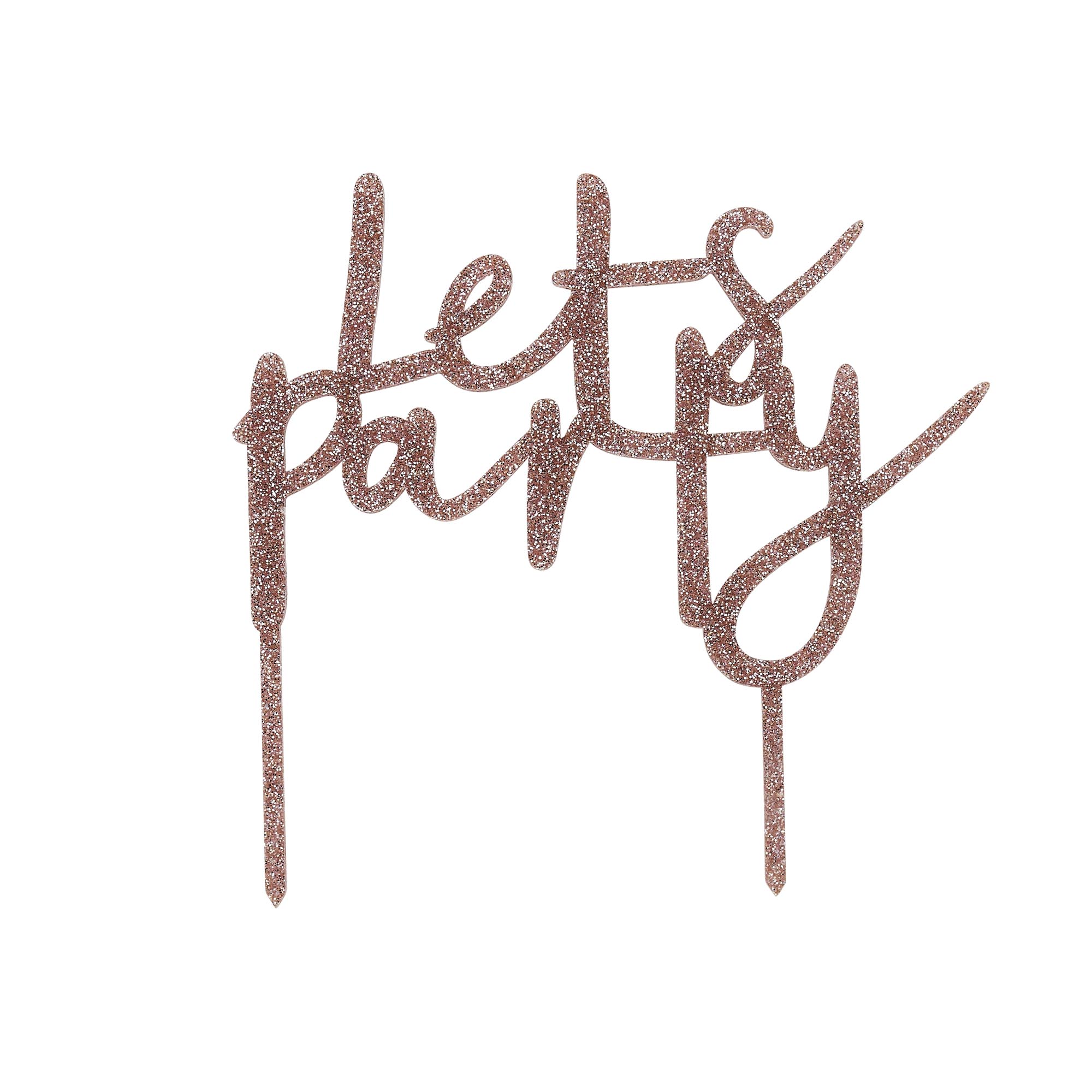 Metallic Let's Party Glitter Acrylic Cake Topper (3 Colour Options)